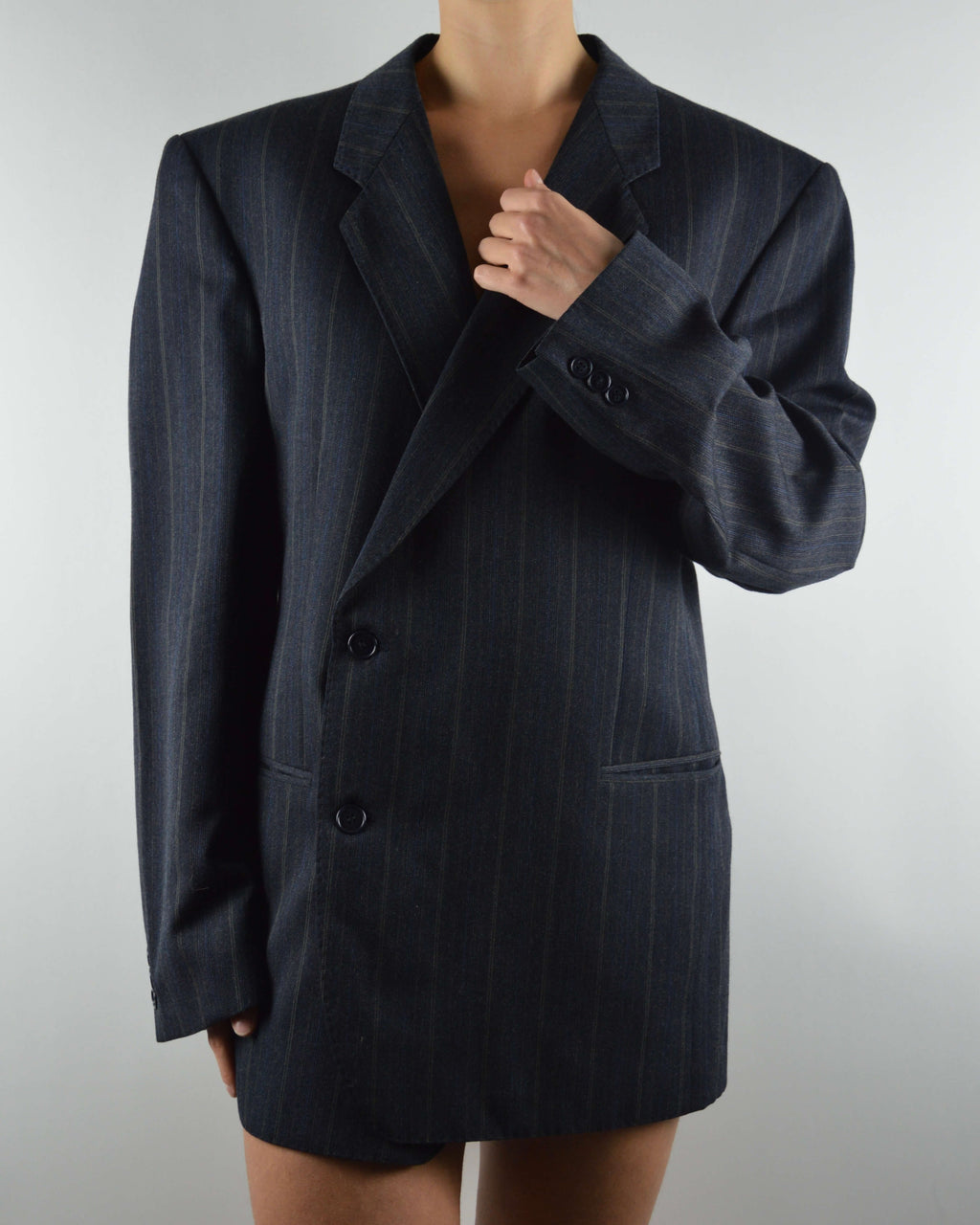 Mini Blazer Dress - Blue Beige Lines (M/L)