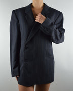 Mini Blazer Dress - Blue Beige Lines (M/L)