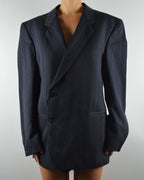 Mini Blazer Dress - Blue Beige Lines (M/L)