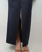 Traje de falda cruzado azul marino (talla S/M)
