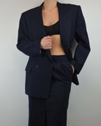 Traje de falda cruzado azul marino (talla S/M)