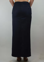Traje de falda cruzado azul marino (talla S/M)