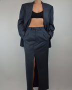 Traje de falda cruzado azul (talla S/M)