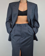 Traje de falda cruzado azul (talla S/M)