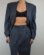 Traje de falda cruzado azul (talla S/M)