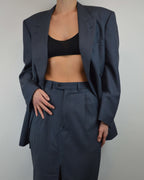 Traje de falda cruzado azul (talla S/M)