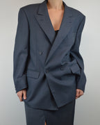 Traje de falda cruzado azul (talla S/M)