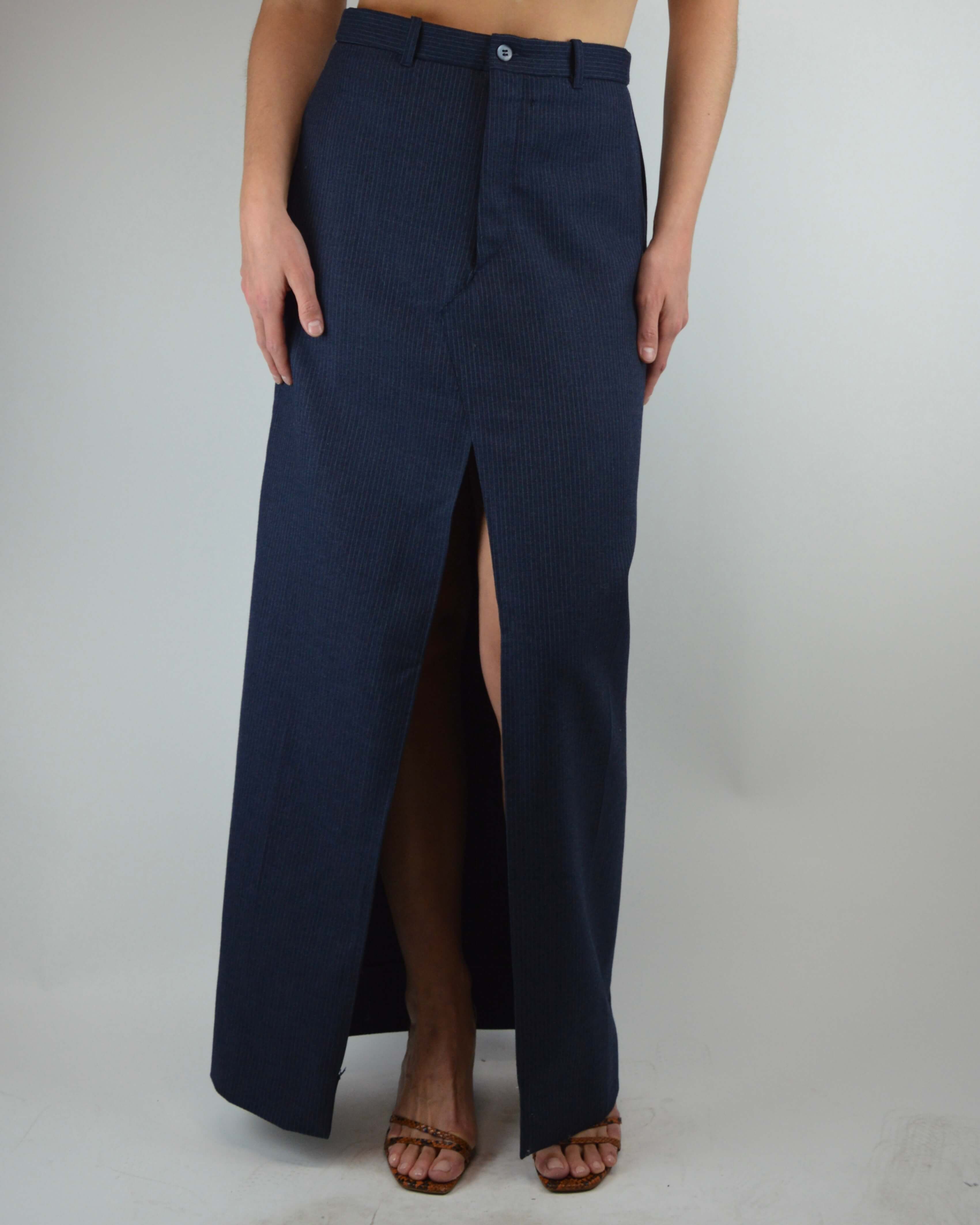 Long Skirt - Blue White Lines Thick (S/M)