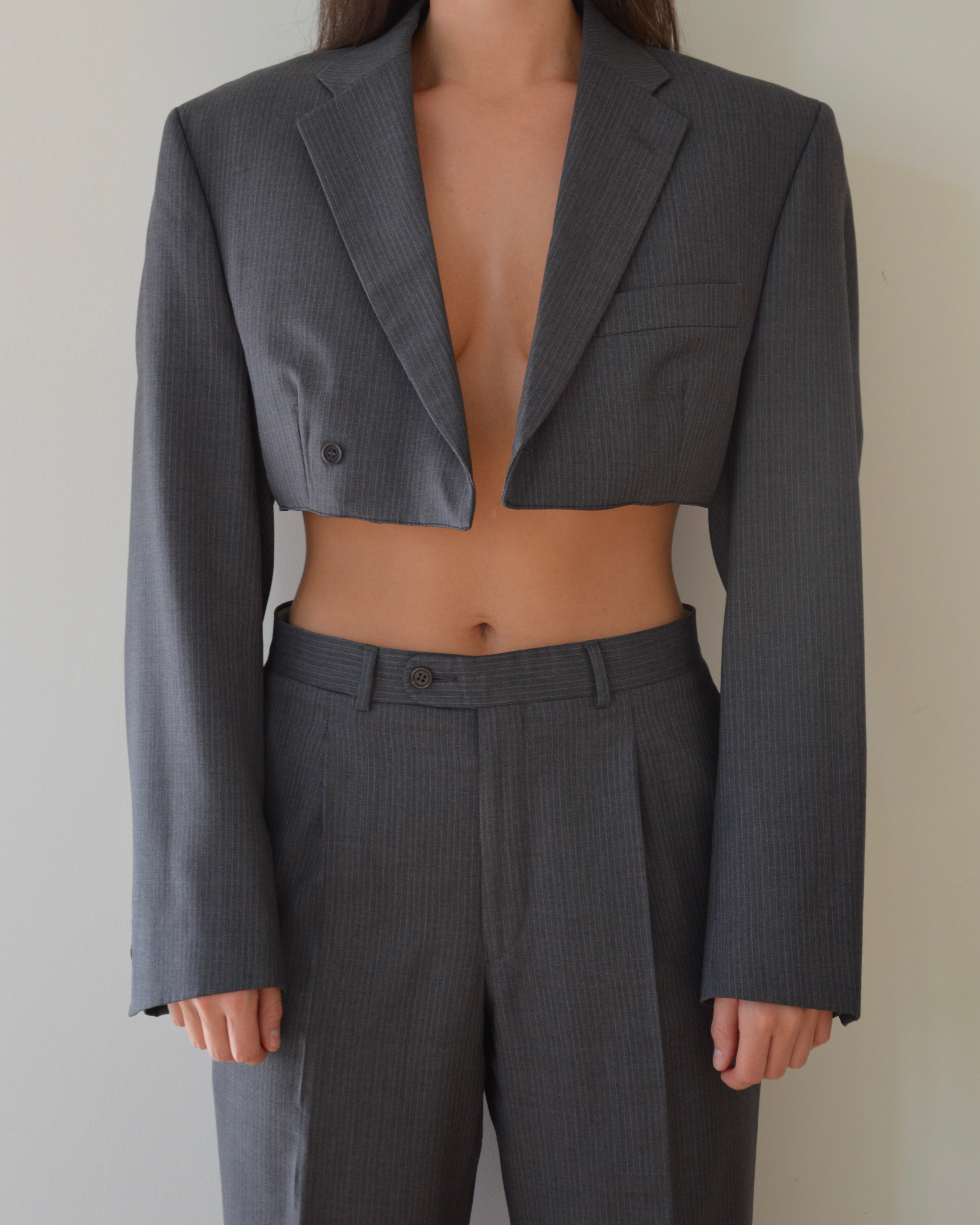 Blaset avec pantalon - lignes gris-bleu