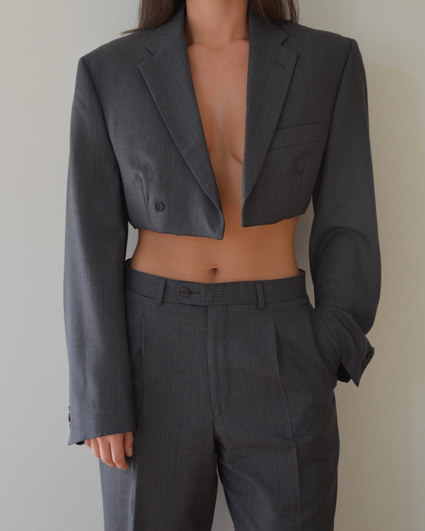 Blaset with trousers - gray blue lines