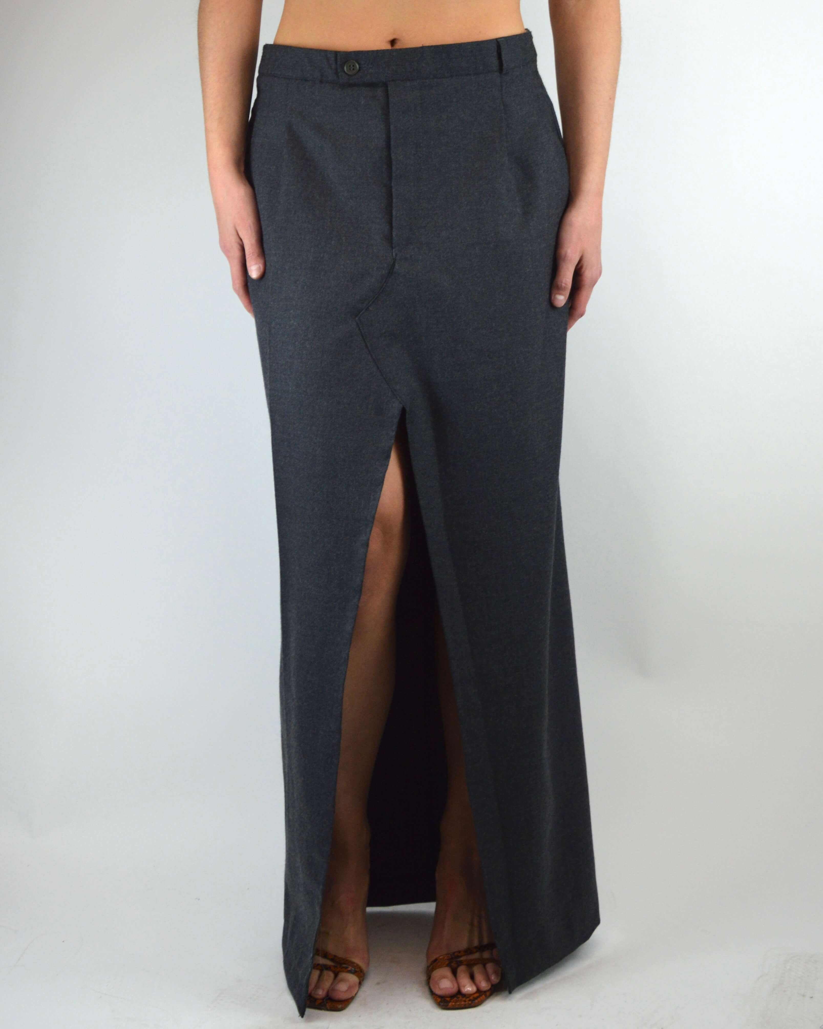 Falda larga - Textura suave gris (L)