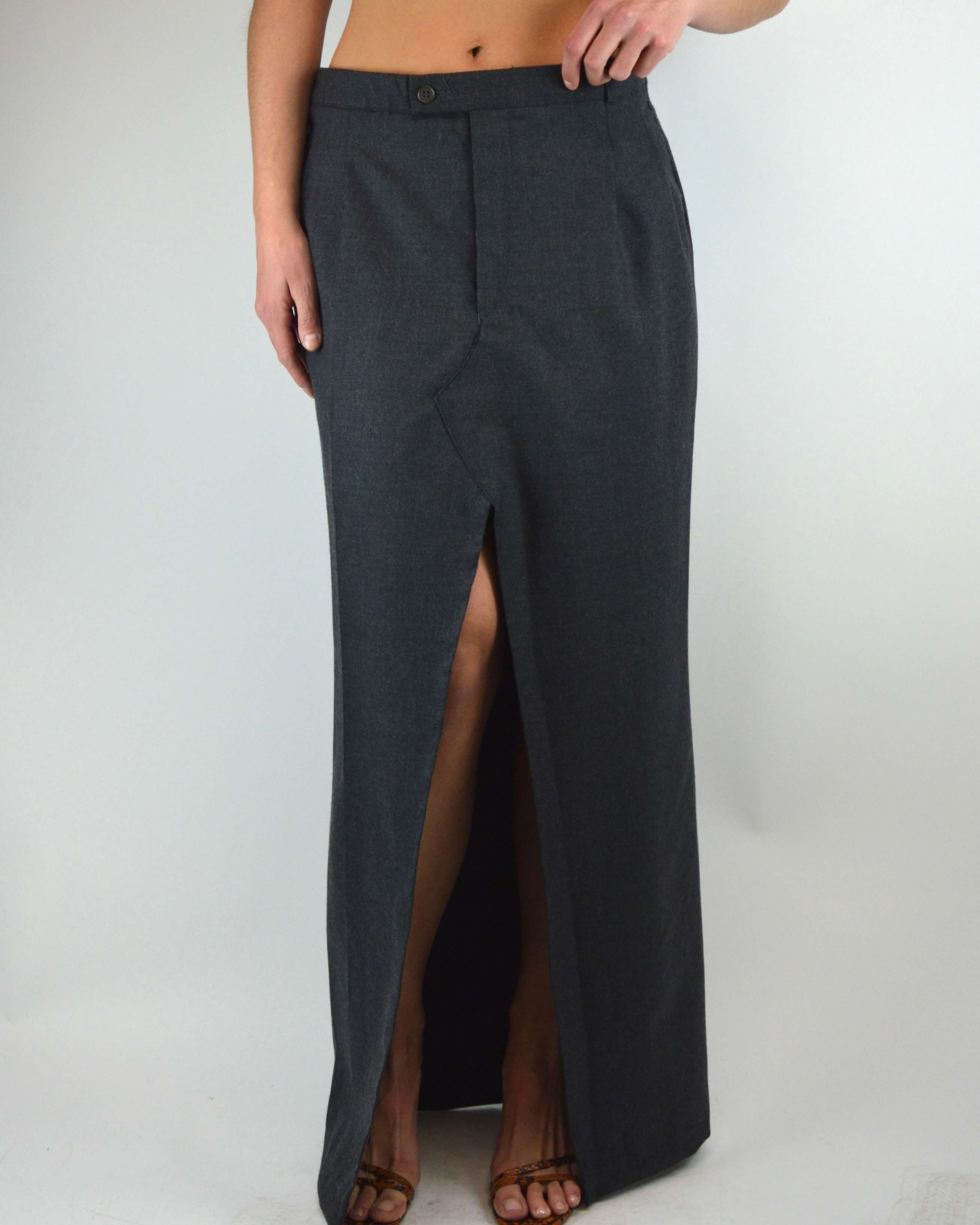 Falda larga - Textura suave gris (L)