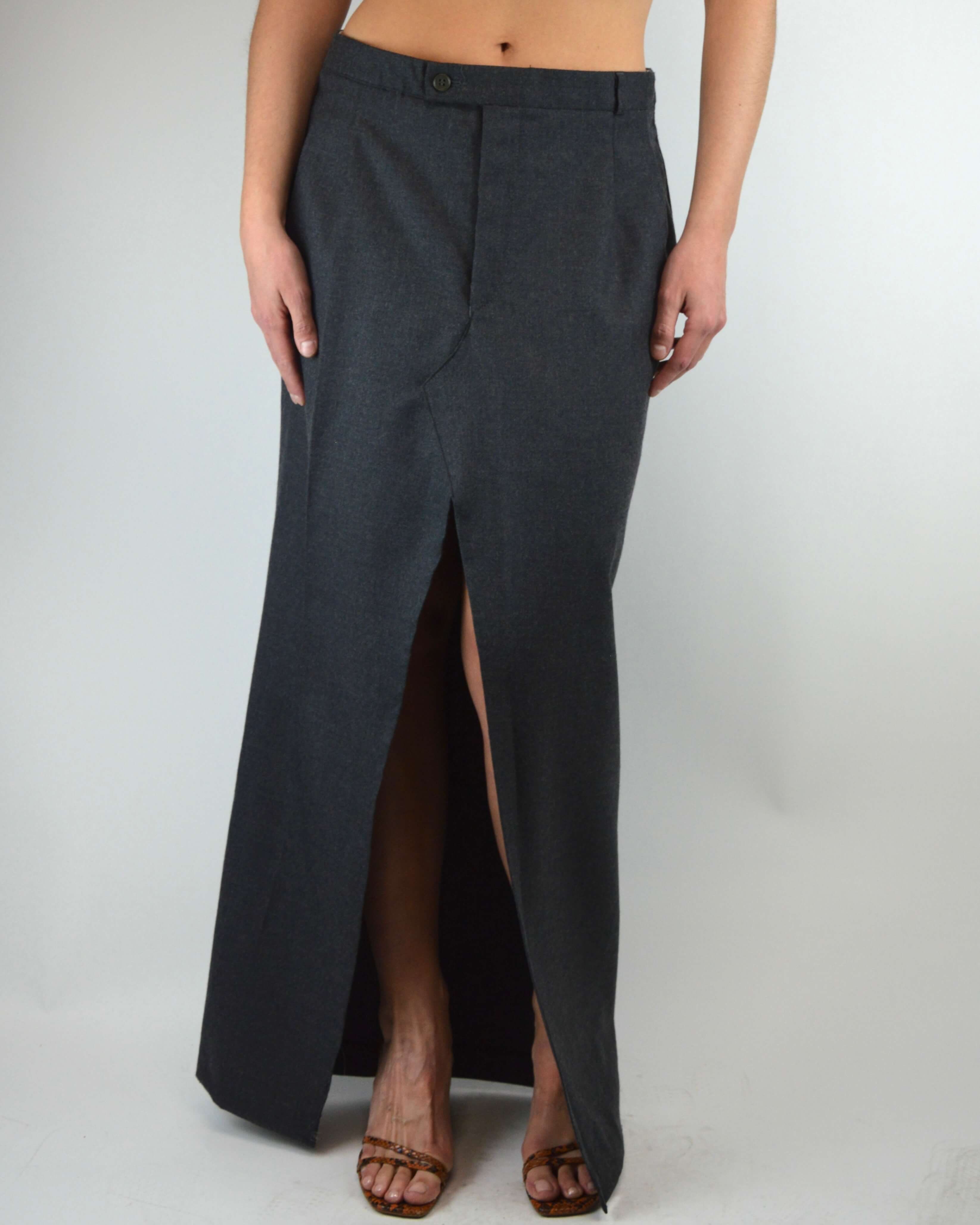 Falda larga - Textura suave gris (L)