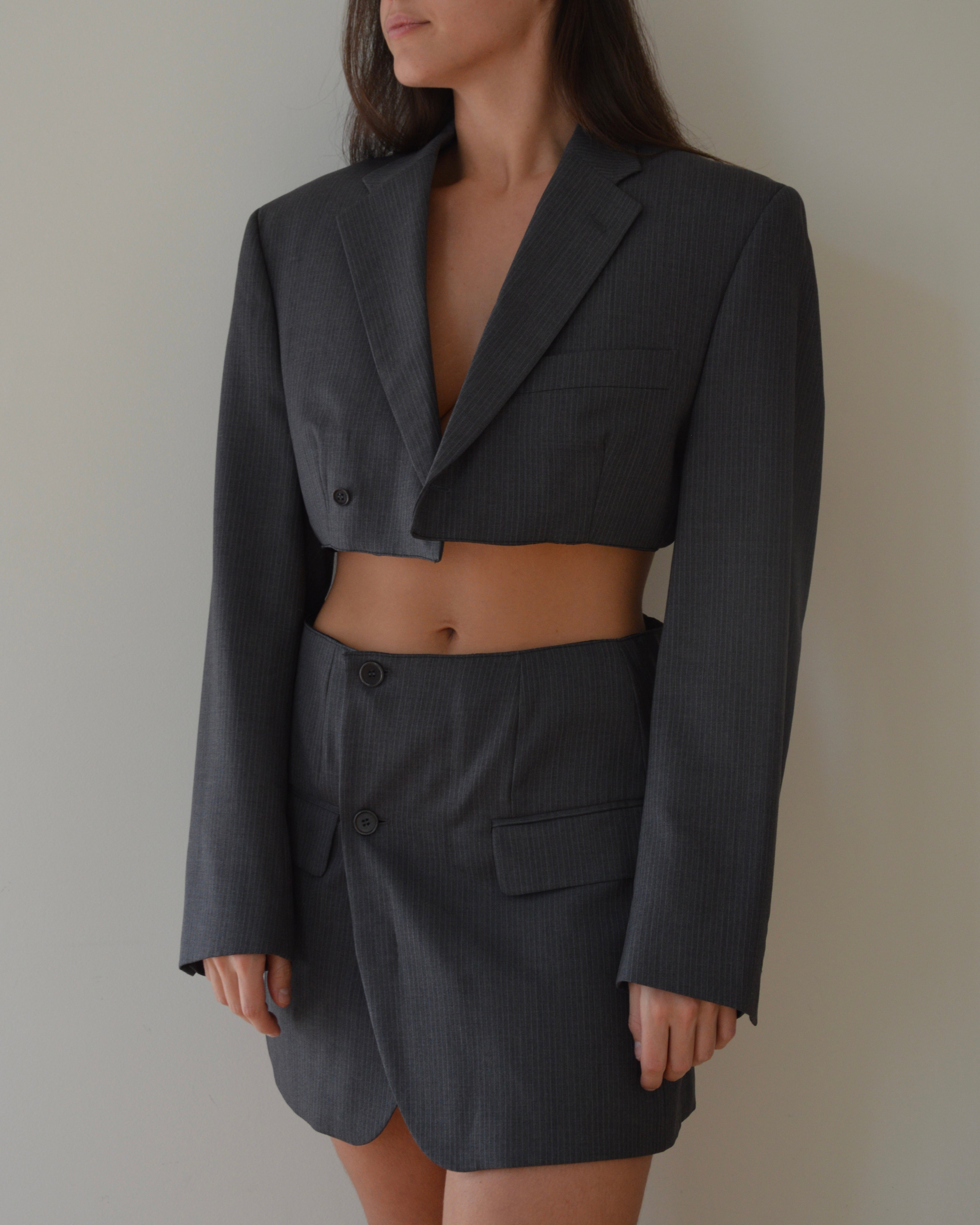 Blaset avec pantalon - lignes gris-bleu