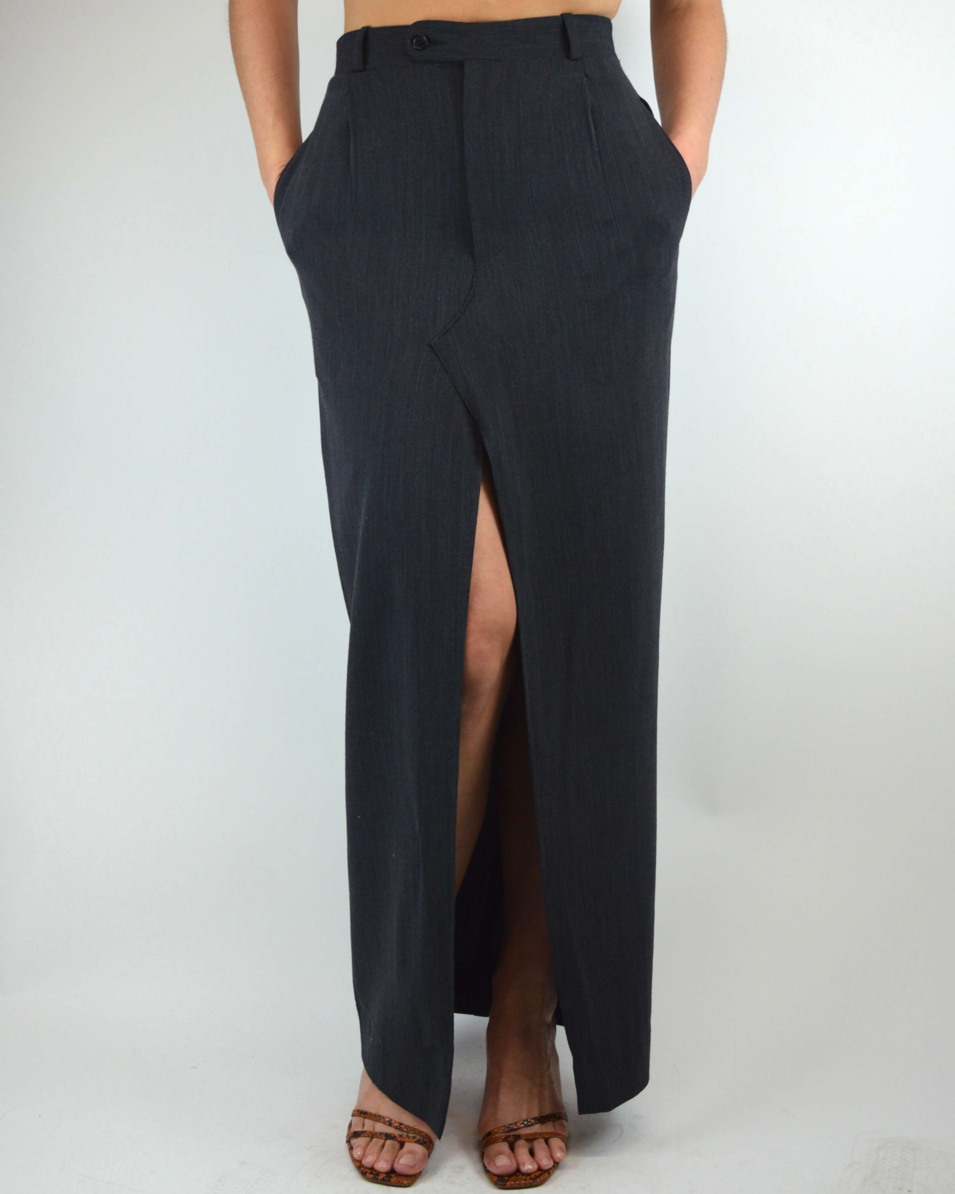 Falda larga elástica con textura gris (XS/S)