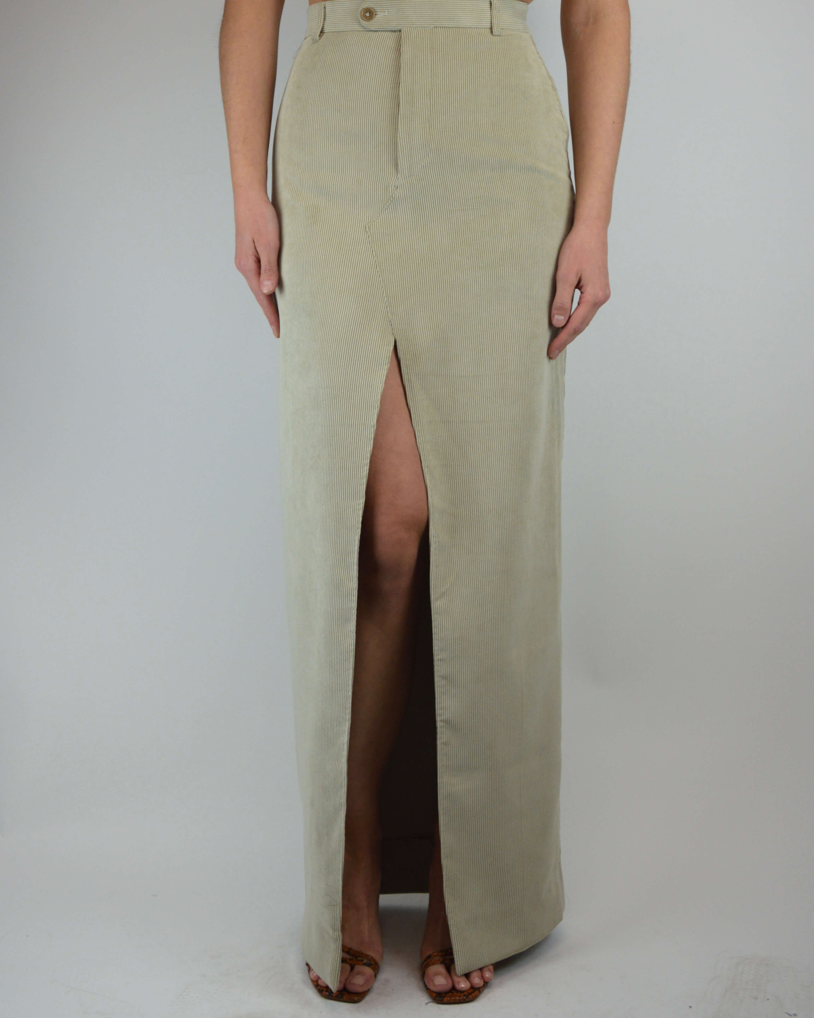 Traje de falda vegano - Pana beige (XS/S)