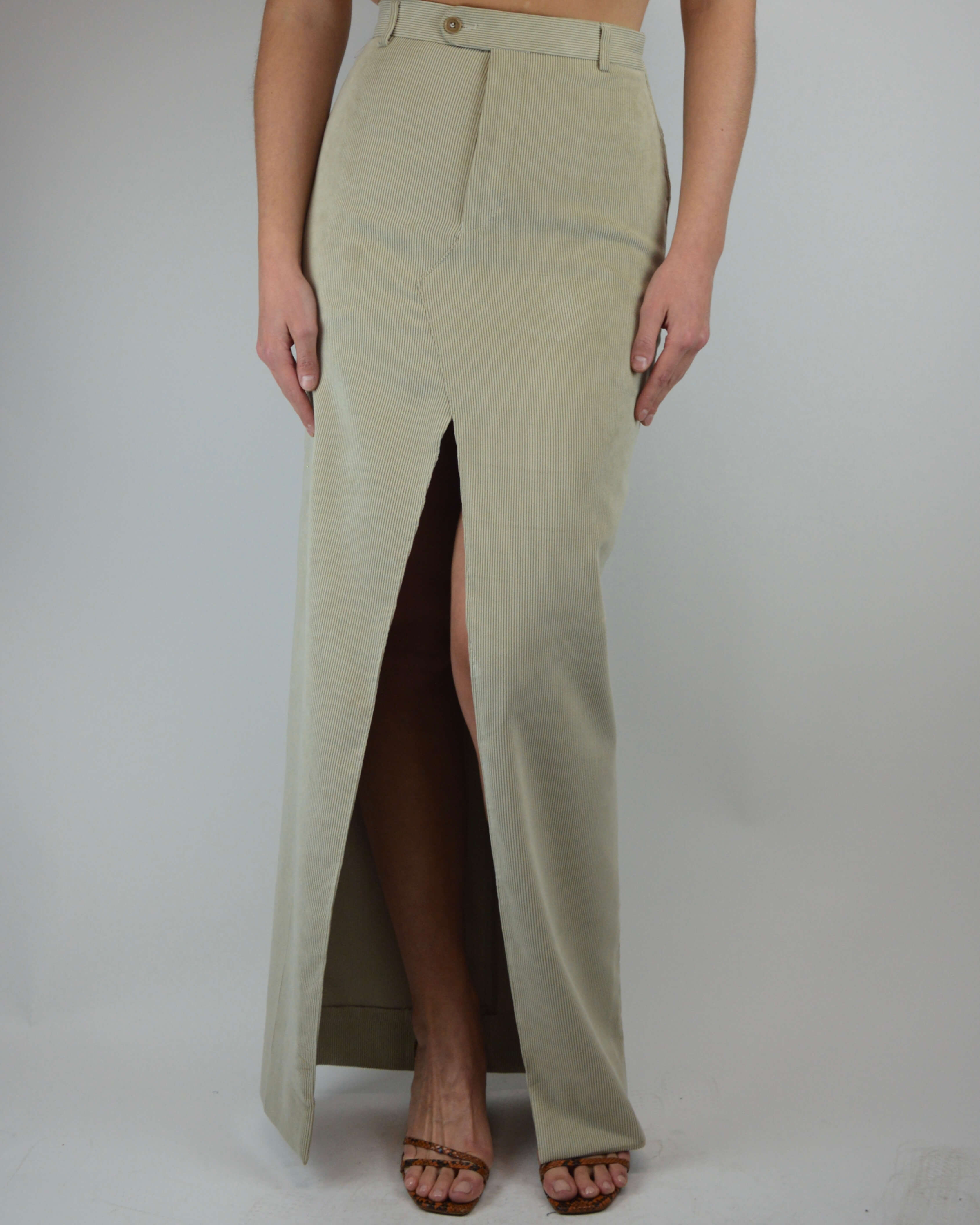 Traje de falda vegano - Pana beige (XS/S)