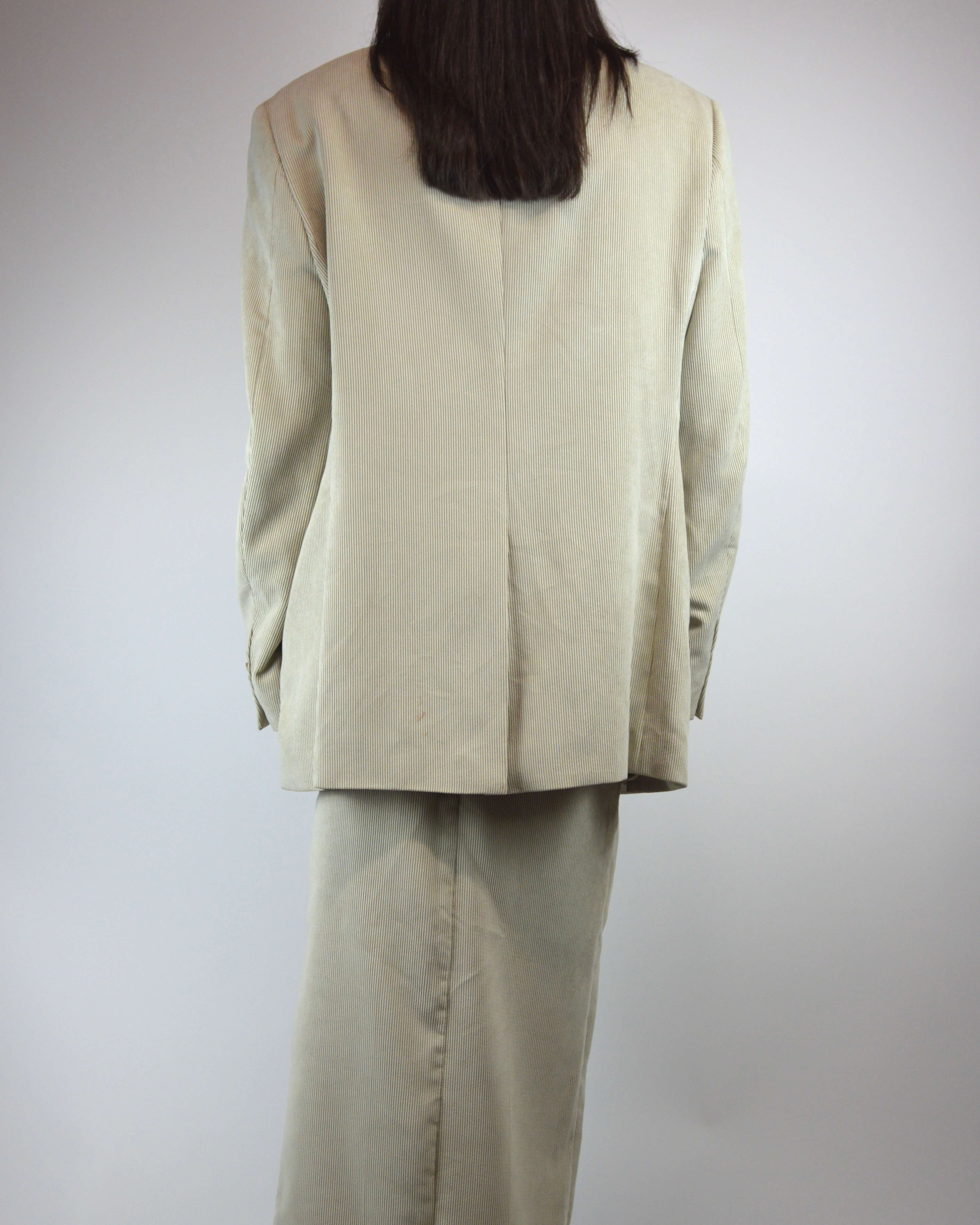 Traje de falda vegano - Pana beige (XS/S)