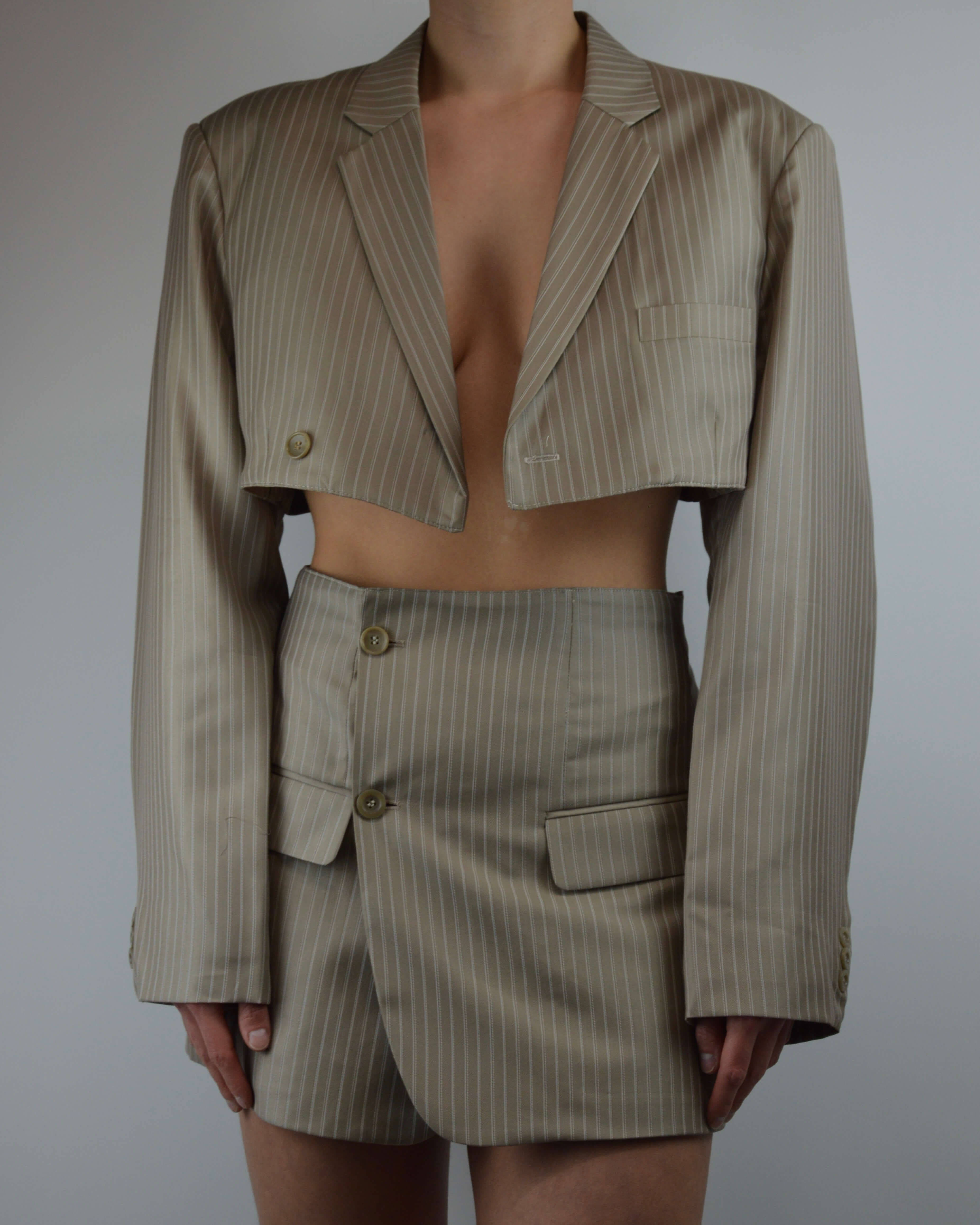 Blaset - Satin Beige Lignes Blanches (S/M)