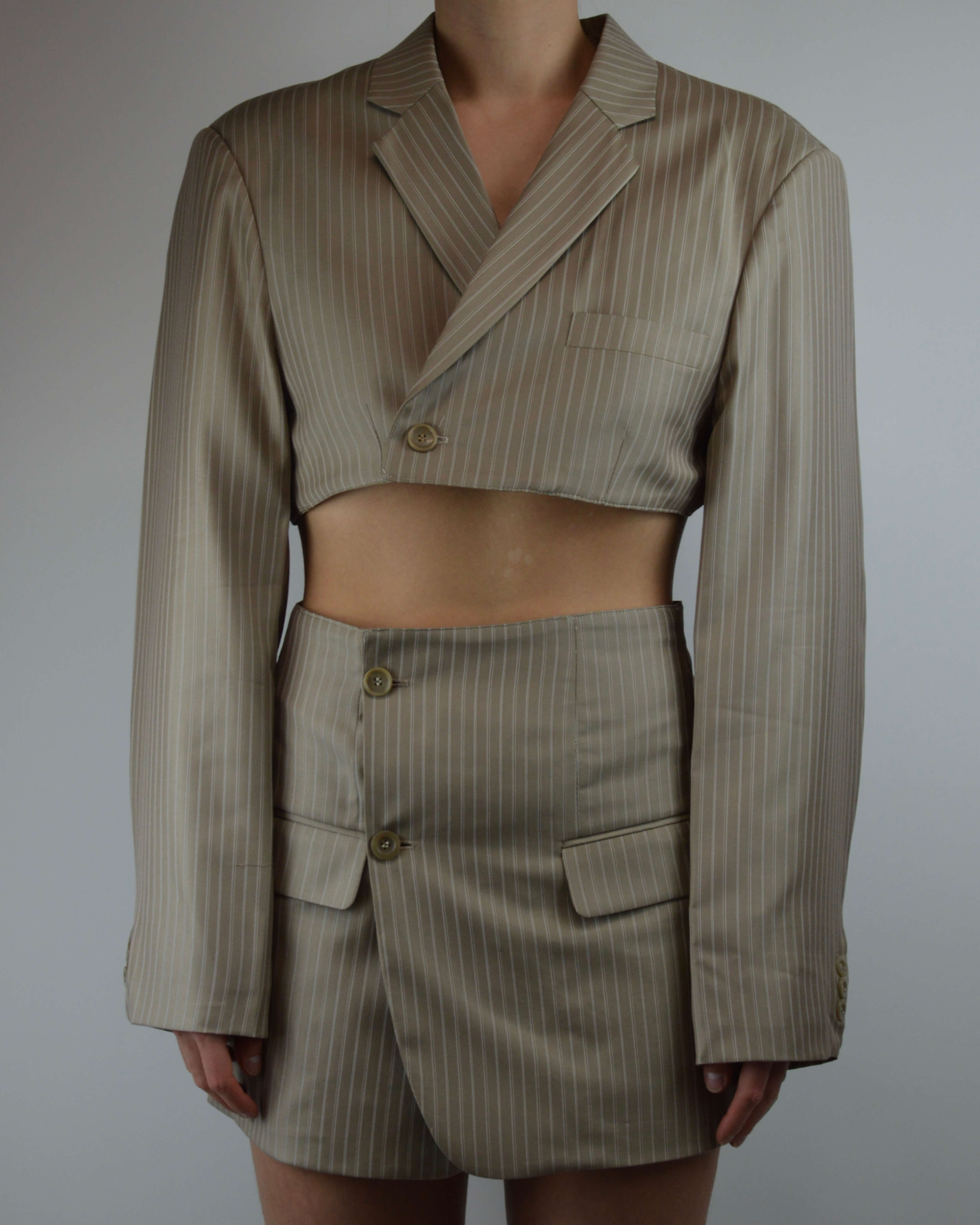 Blaset - Satin Beige Lignes Blanches (S/M)