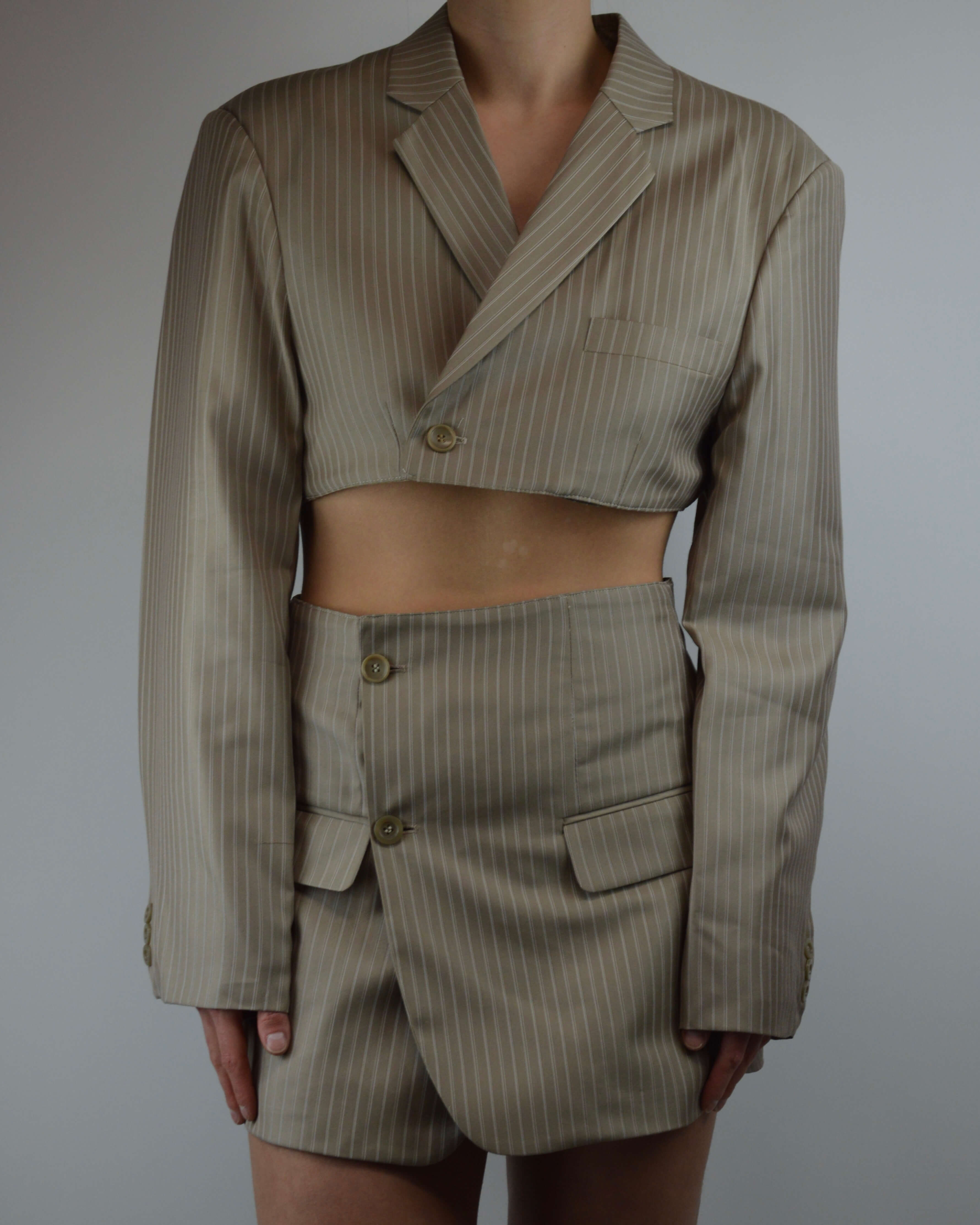 Blaset - Satin Beige Lignes Blanches (S/M)