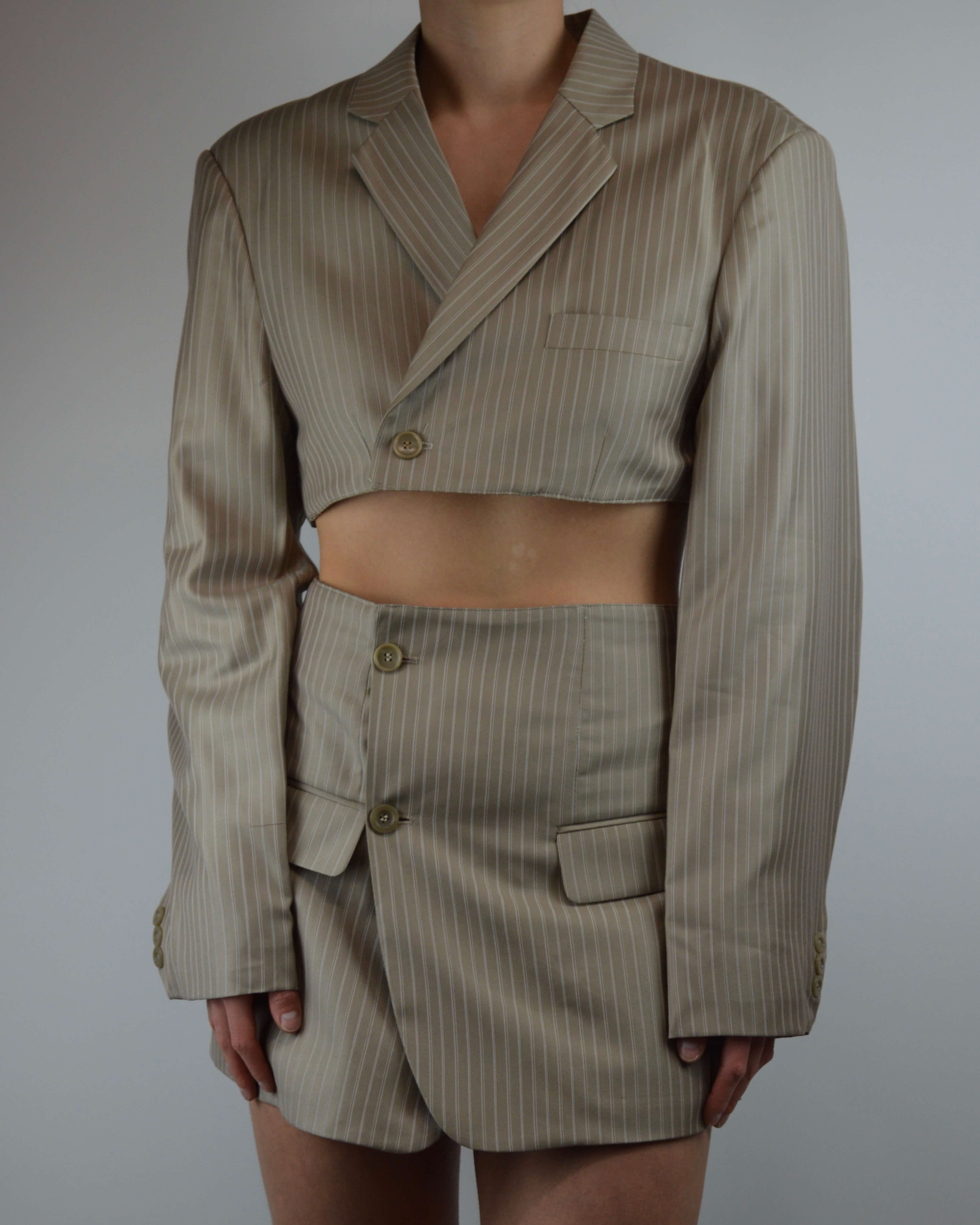 Blaset - Satin Beige Lignes Blanches (S/M)