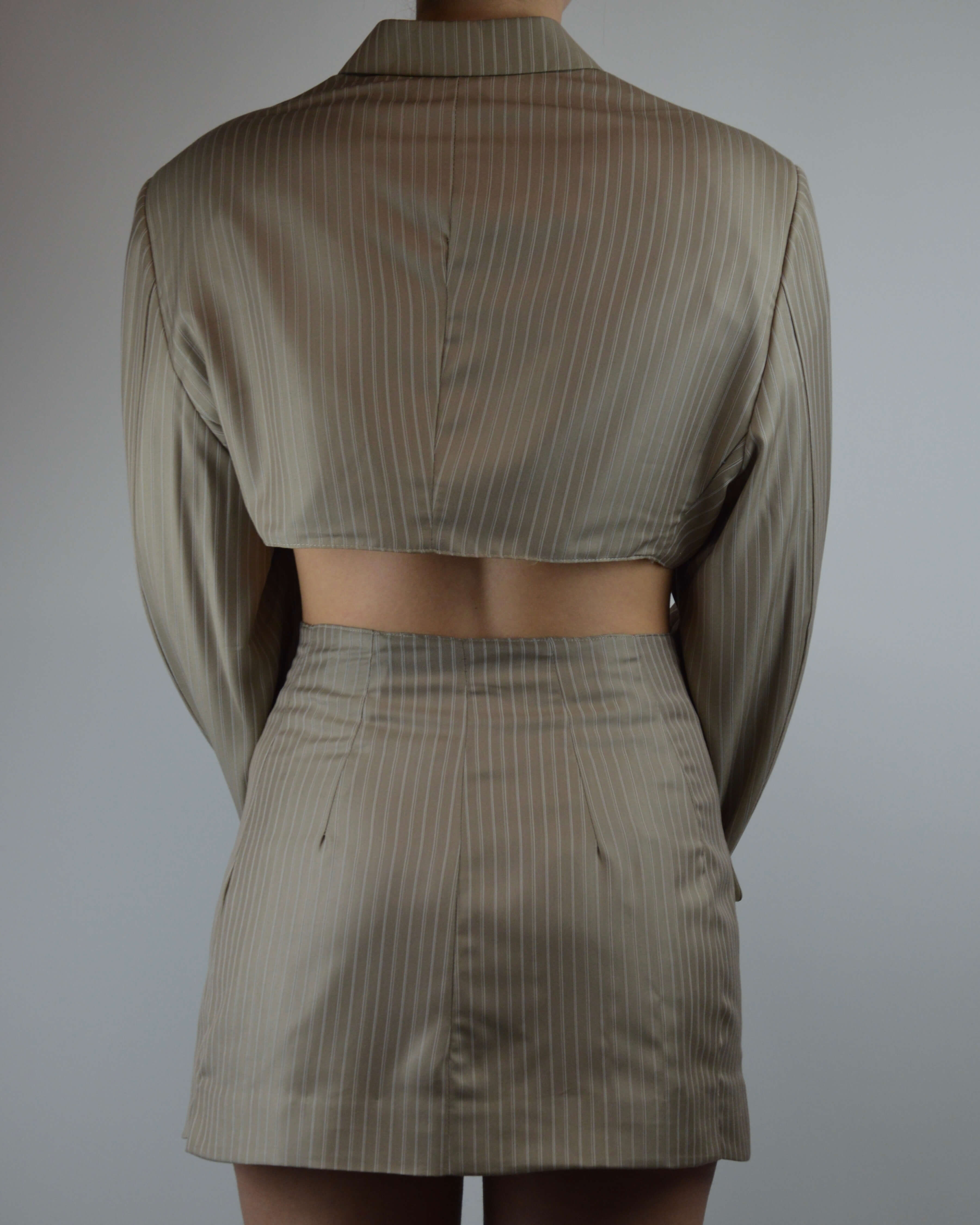 Blaset - Satin Beige Lignes Blanches (S/M)