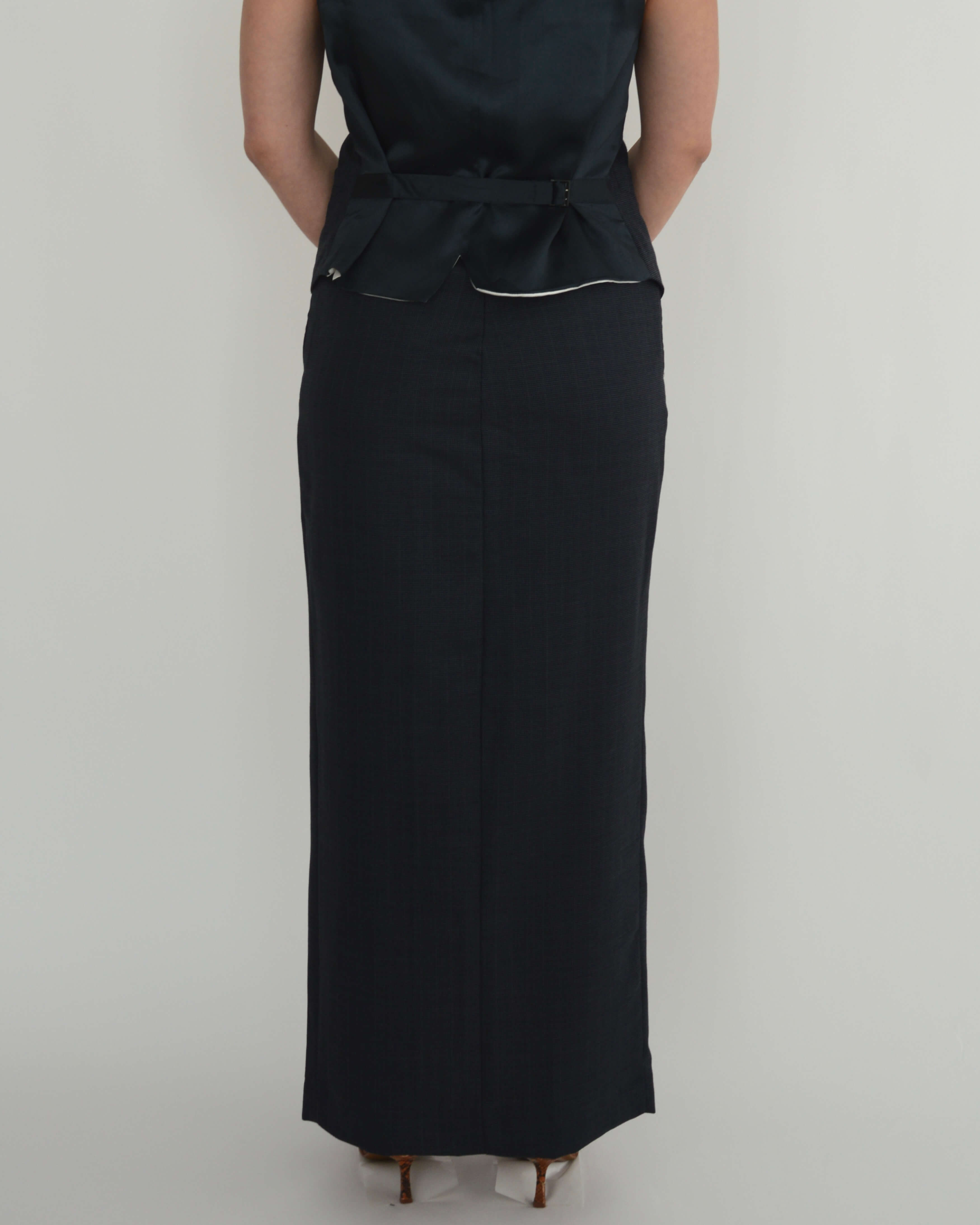 Three Pieces Skirt Suit - Navy Texture (S/M)