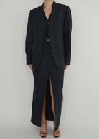Three Pieces Skirt Suit - Navy Texture (S/M)