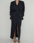Three Pieces Skirt Suit - Navy Texture (S/M)