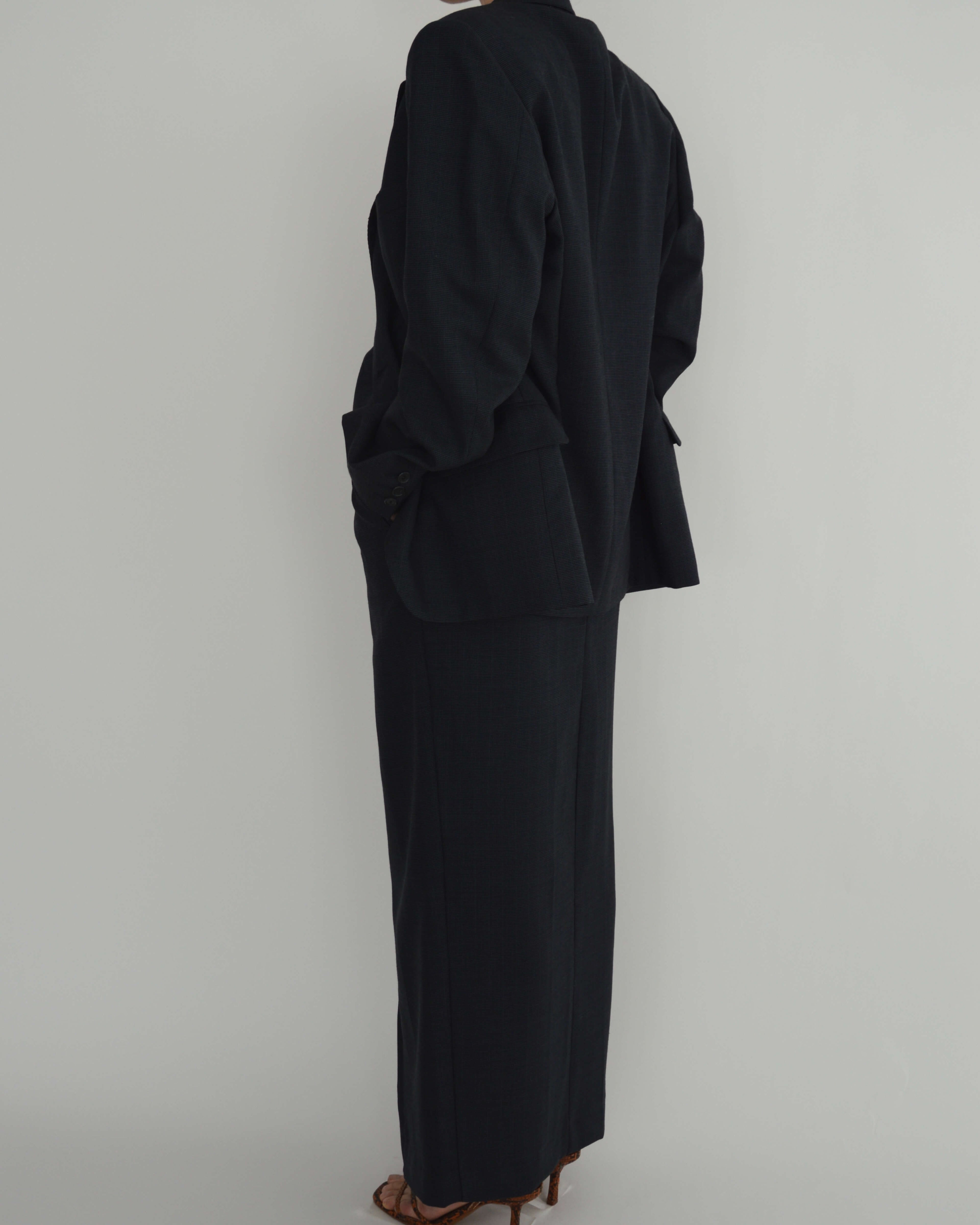 Three Pieces Skirt Suit - Navy Texture (S/M)