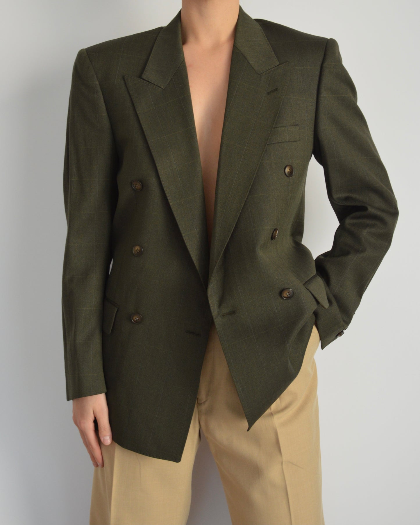 Jacket - double breasted olive green (XS/M)