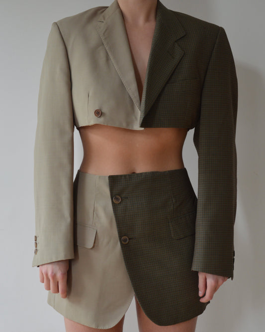 Duo Blaset - green on beige (S)