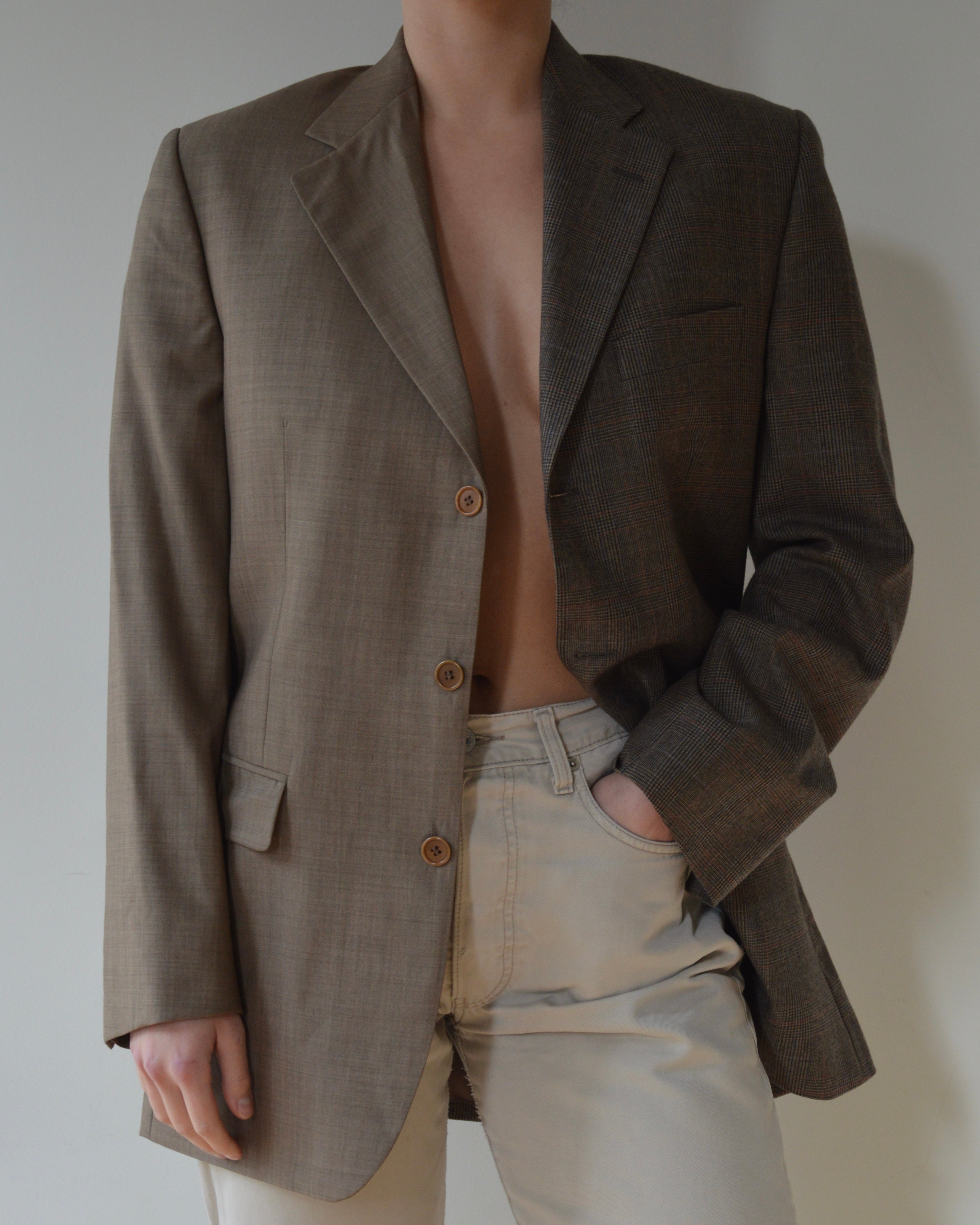 Duo Blazer - squared brown on beige (S/L)