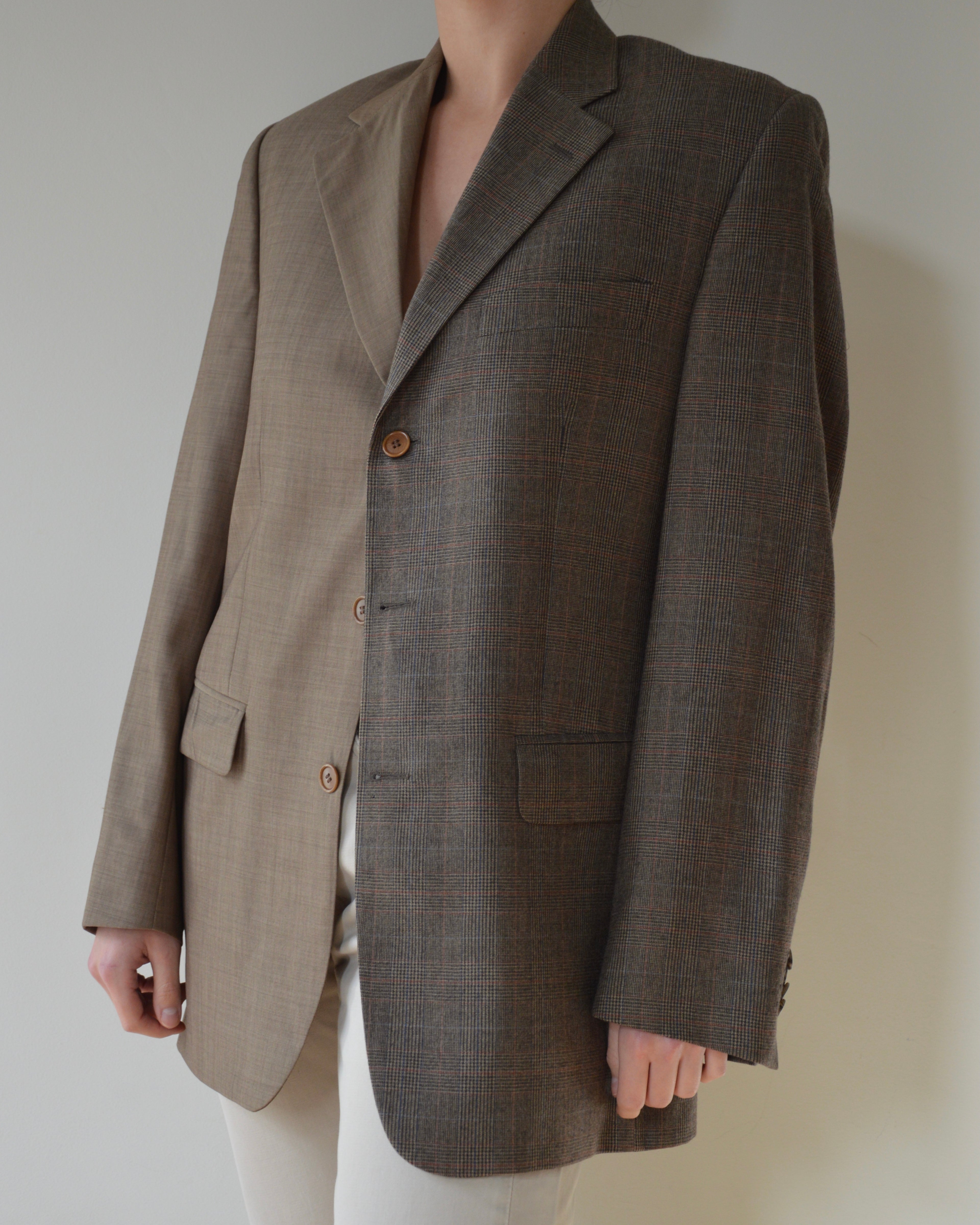 Duo Blazer - squared brown on beige (S/L)