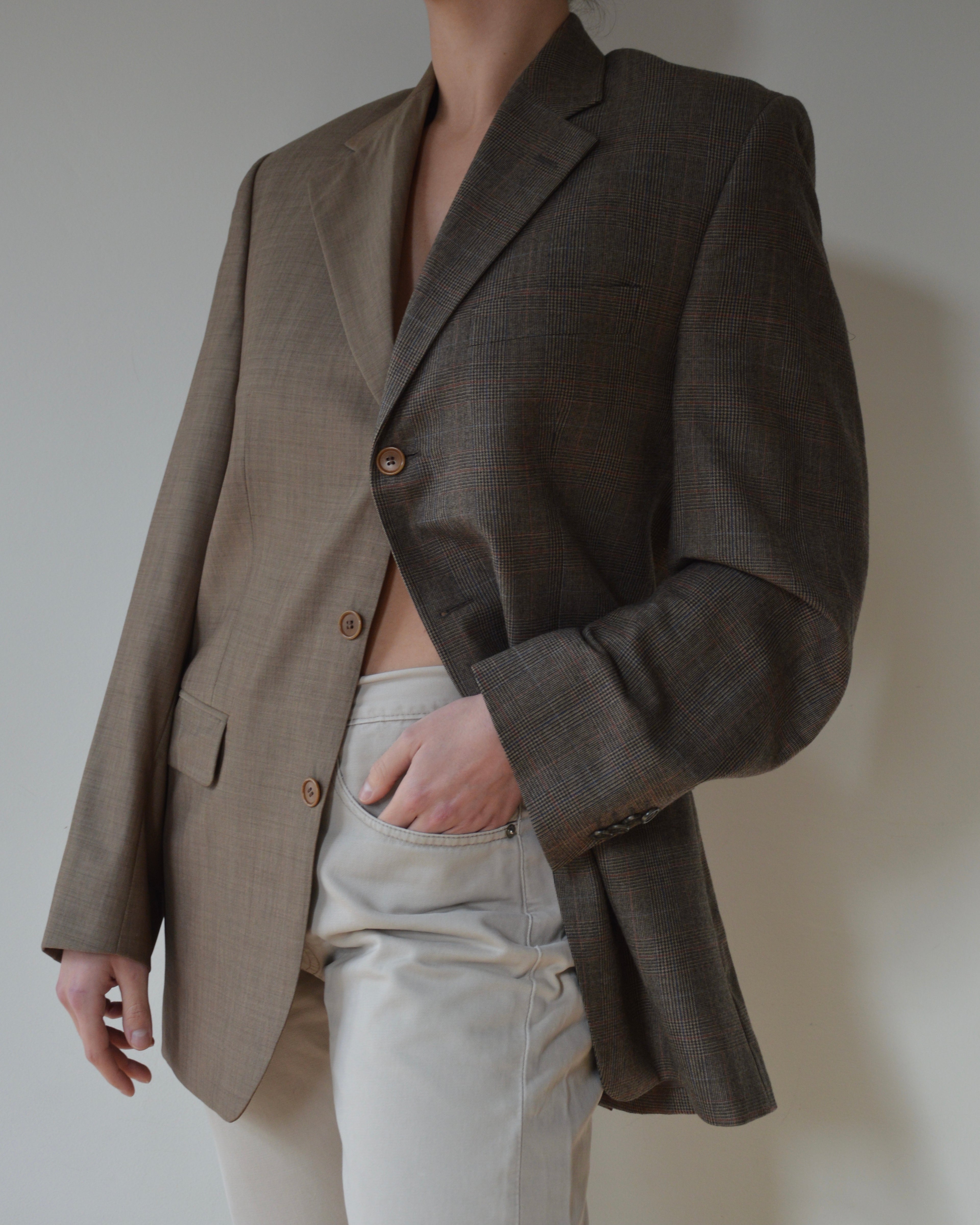 Duo Blazer - squared brown on beige (S/L)