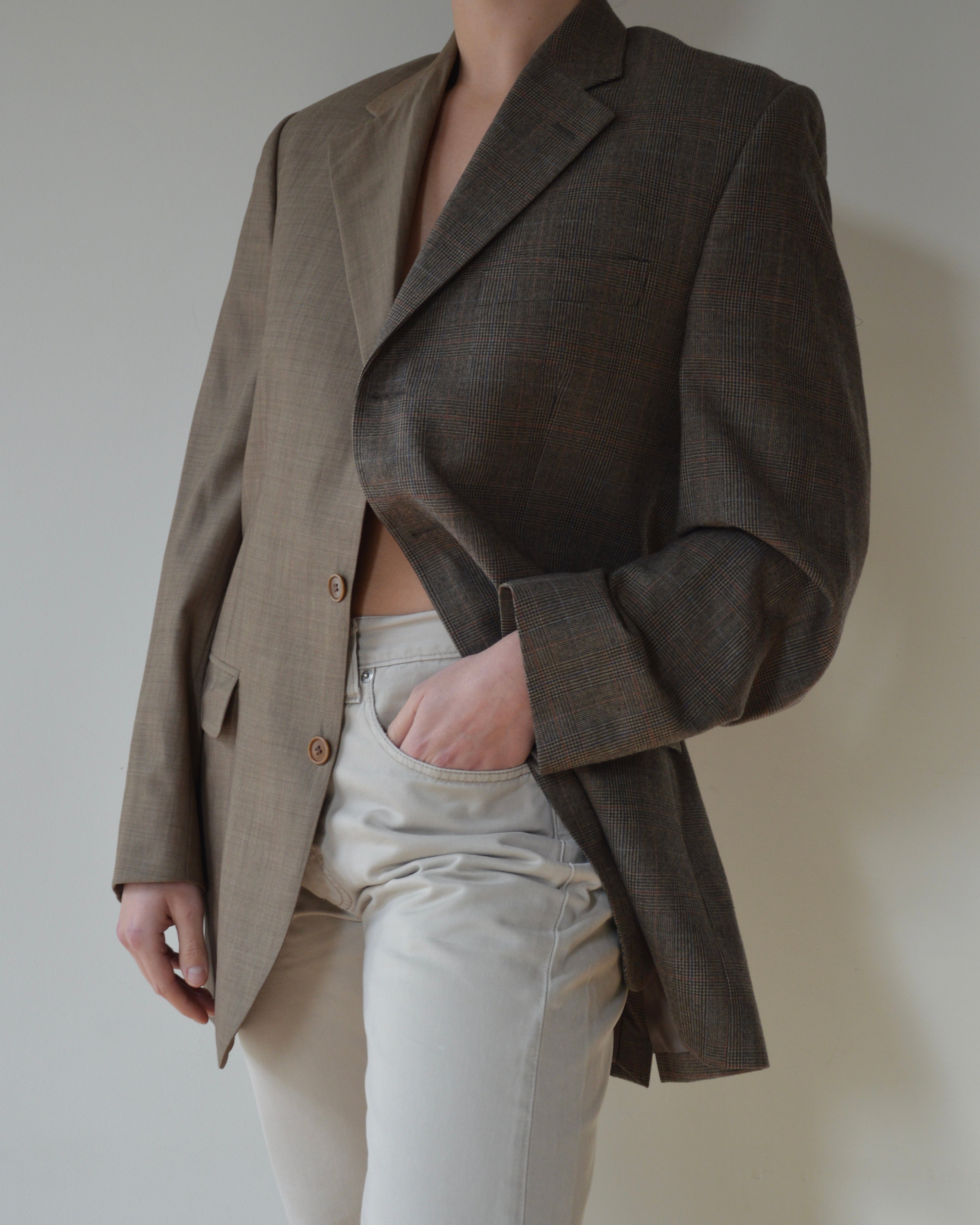 Duo Blazer - squared brown on beige (S/L)