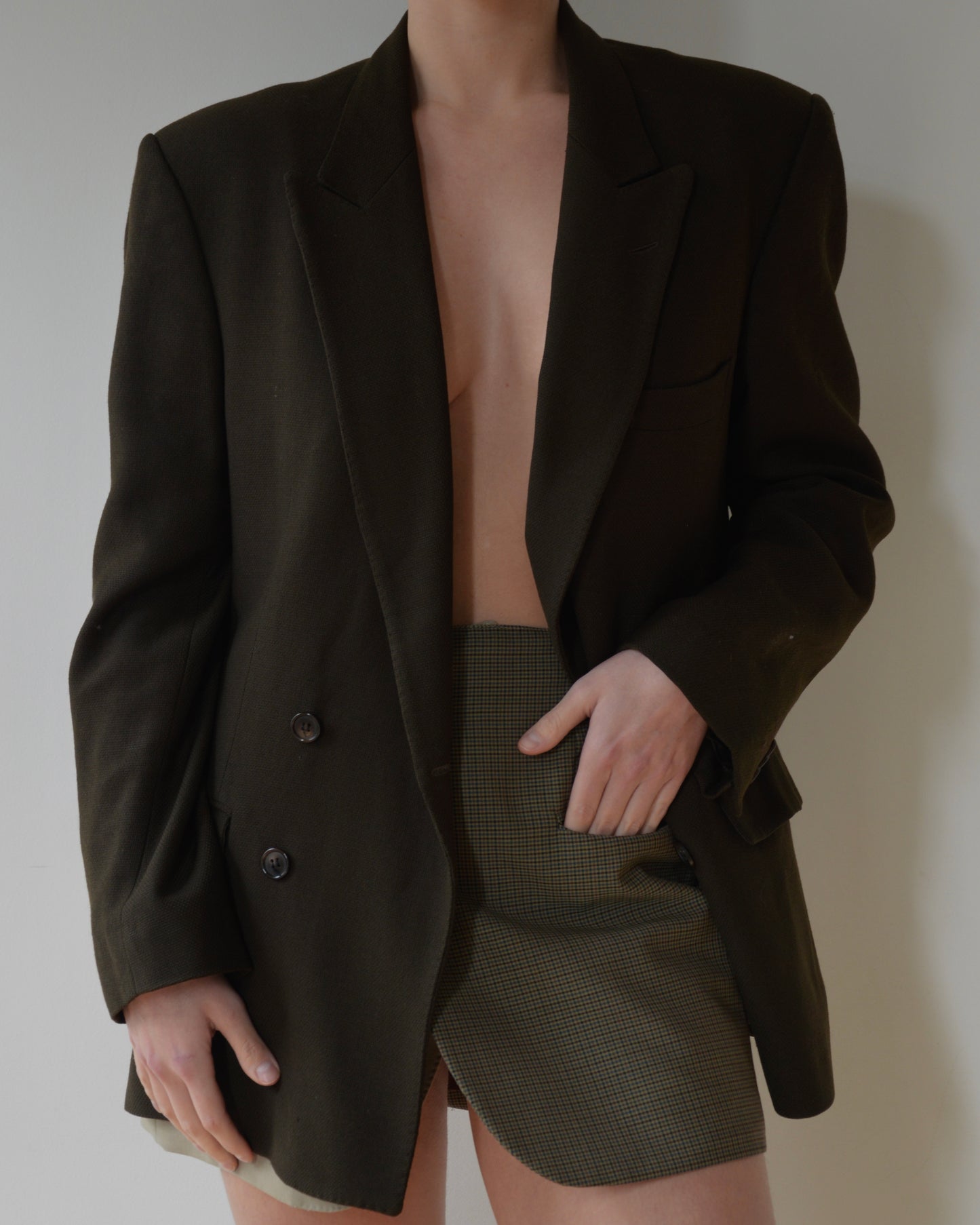 Jacket - double breasted olive green (S/L)