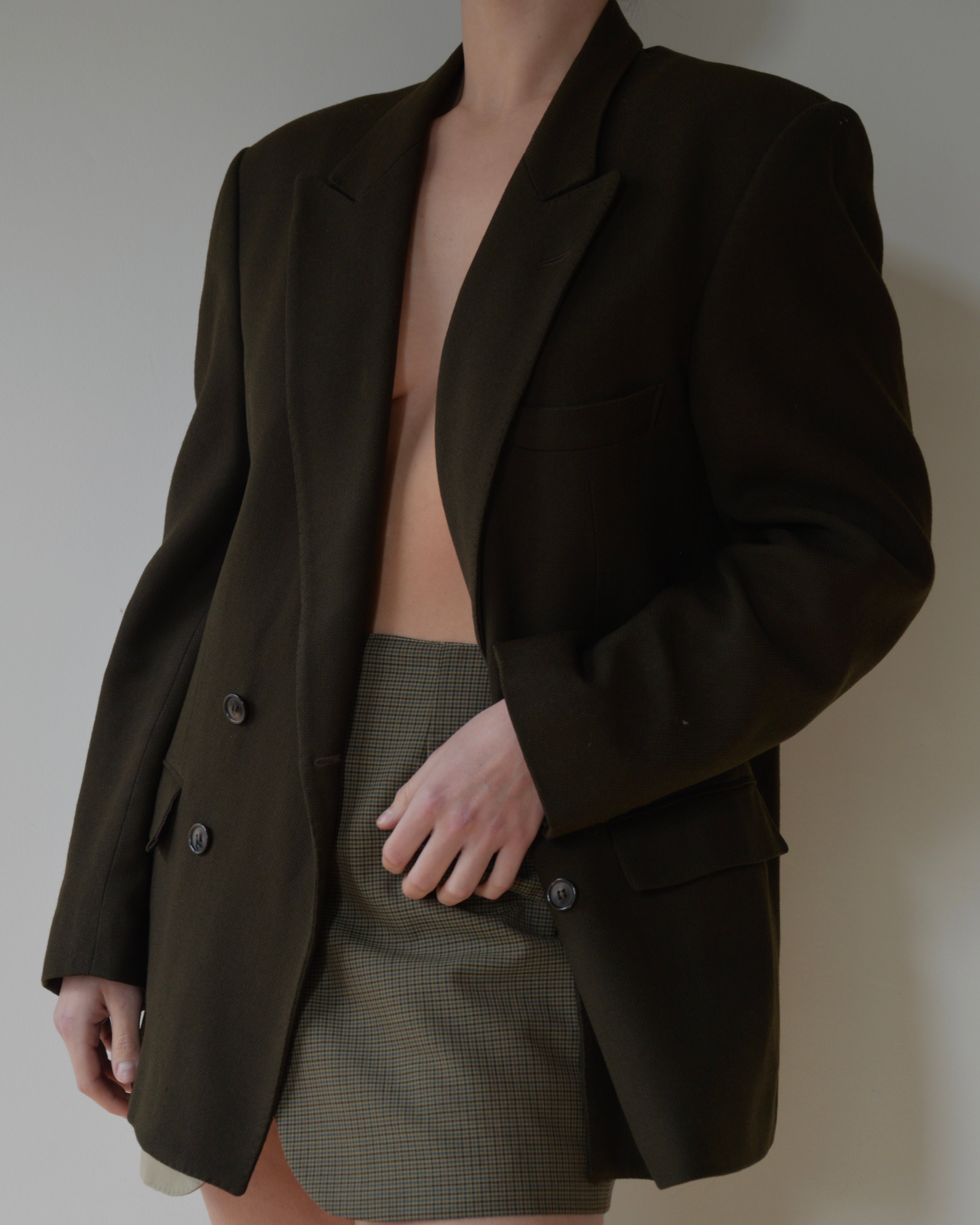 Jacket - double breasted olive green (S/L)