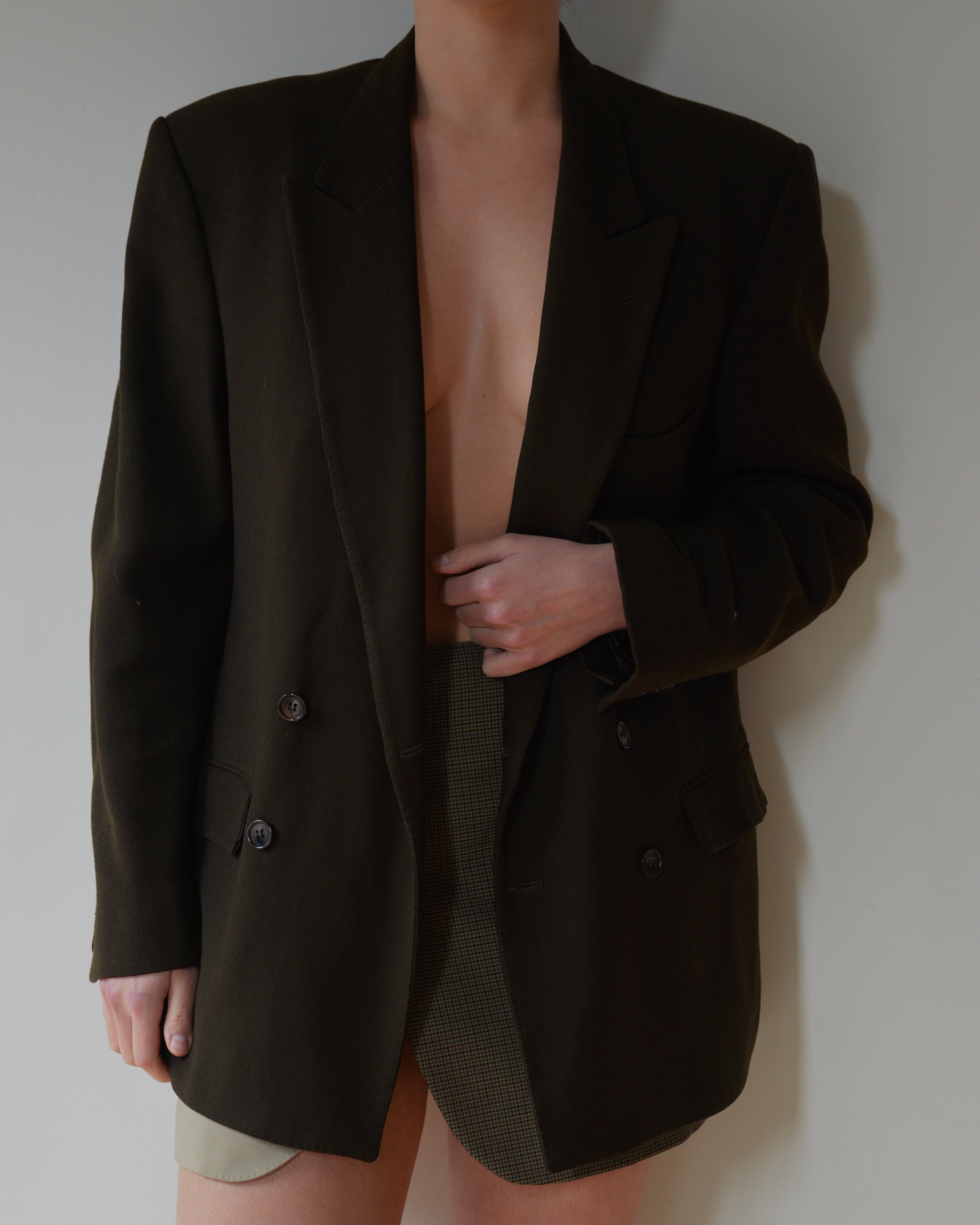 Jacket - double breasted olive green (S/L)