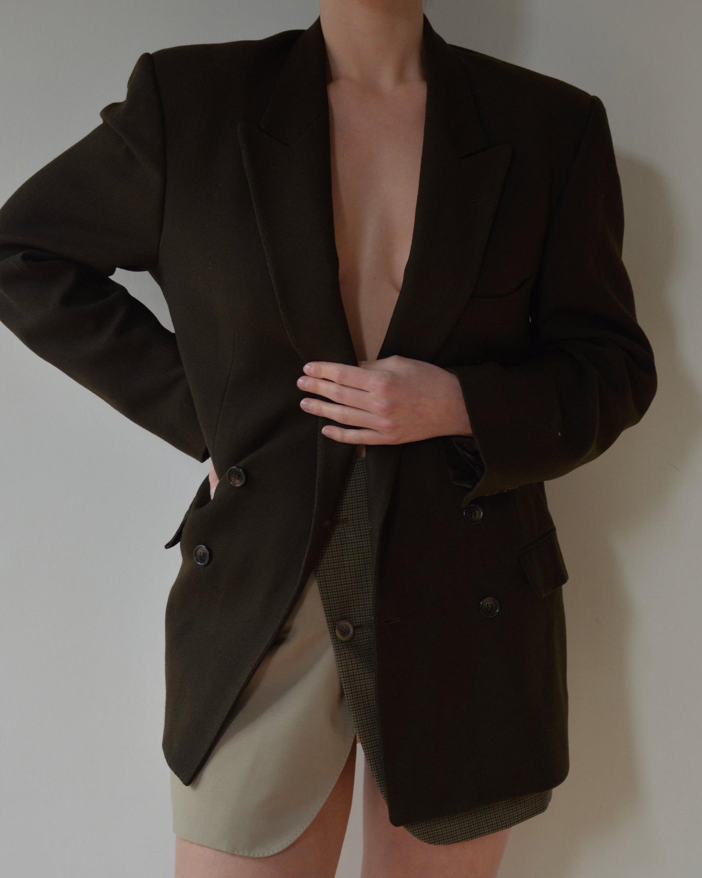 Jacket - double breasted olive green (S/L)