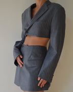 Blaset with trousers - gray blue lines (XS/S)