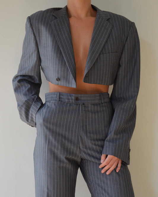 Blaset with trousers - gray blue lines (XS/S)