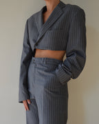 Blaset with trousers - gray blue lines (XS/S)