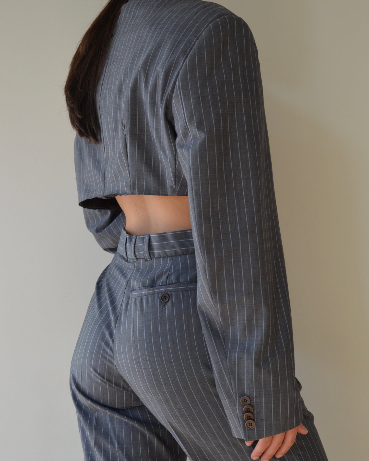 Blaset with trousers - gray blue lines (XS/S)