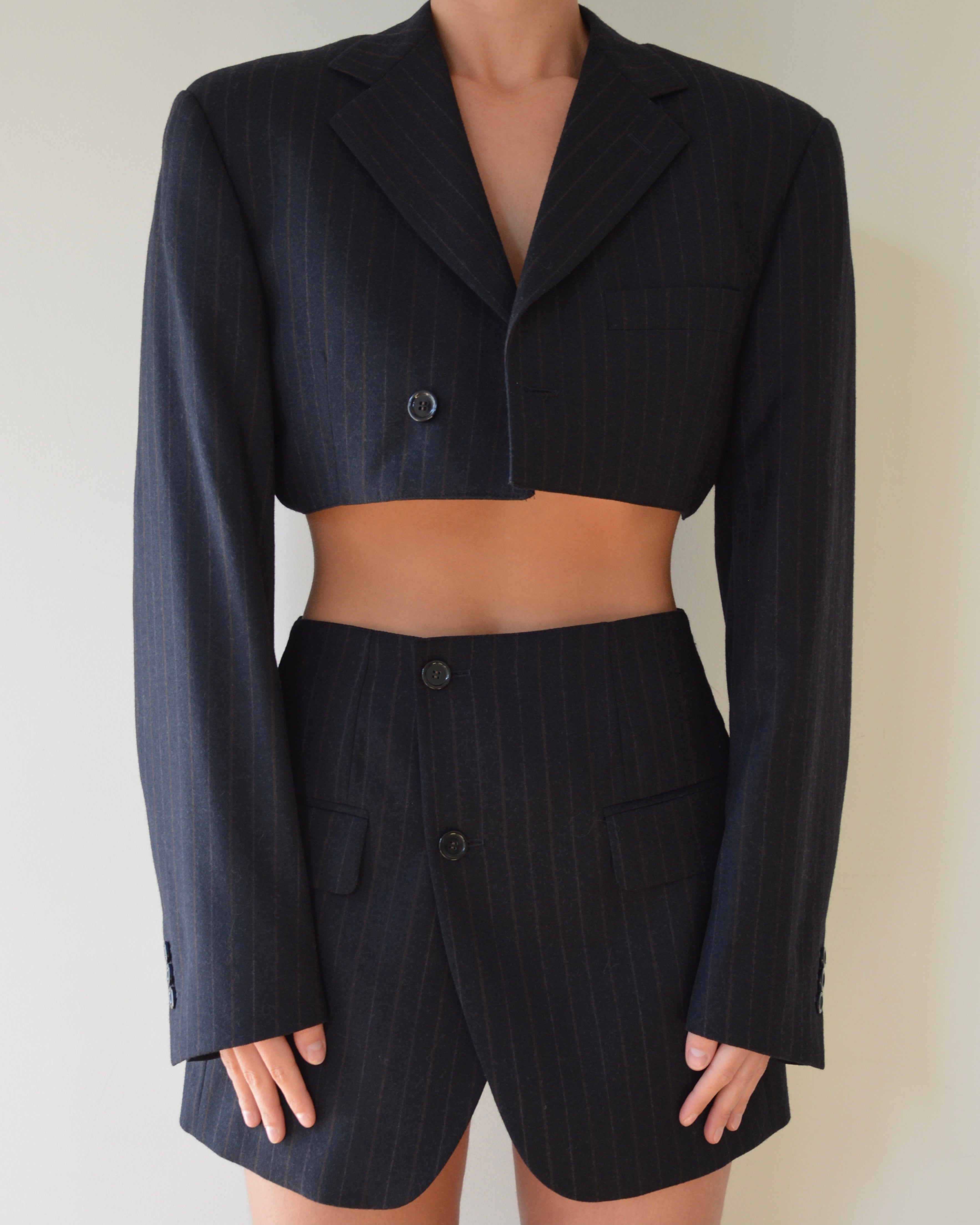 Blaset - fines lignes bleu marine et orange (XS/S)