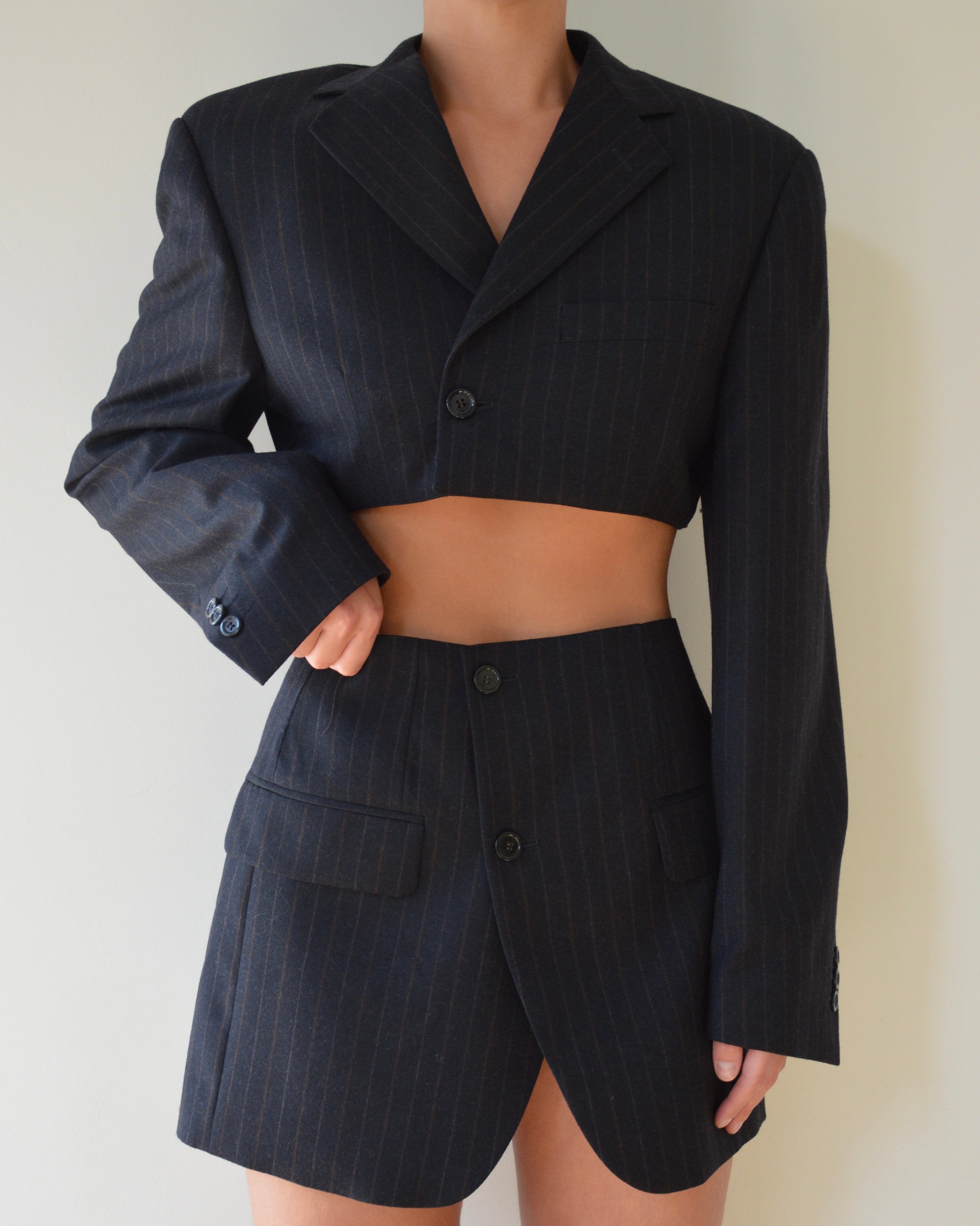 Blaset - fines lignes bleu marine et orange (XS/S)