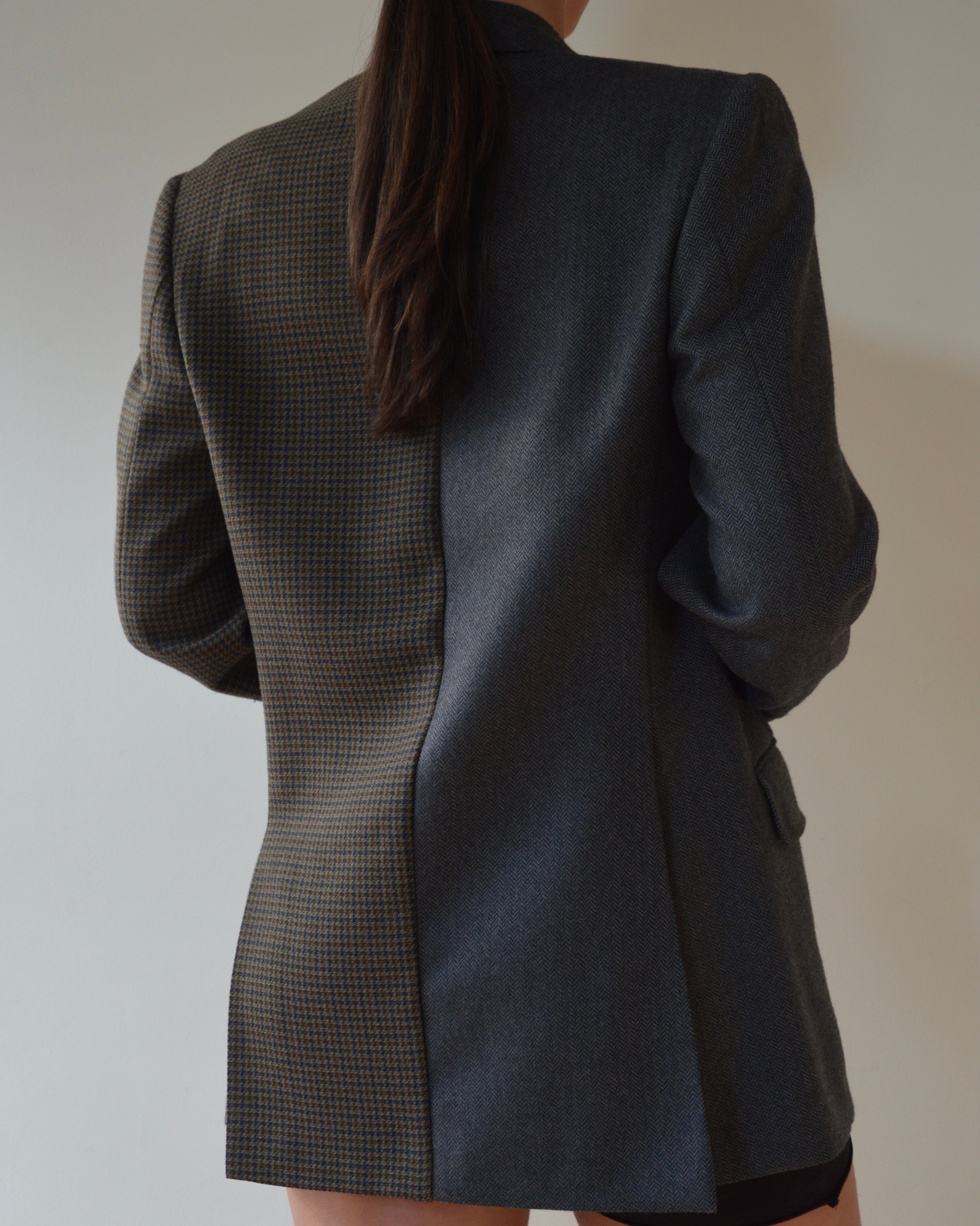 DUO Blazer - blue squares on gray (XS/M)