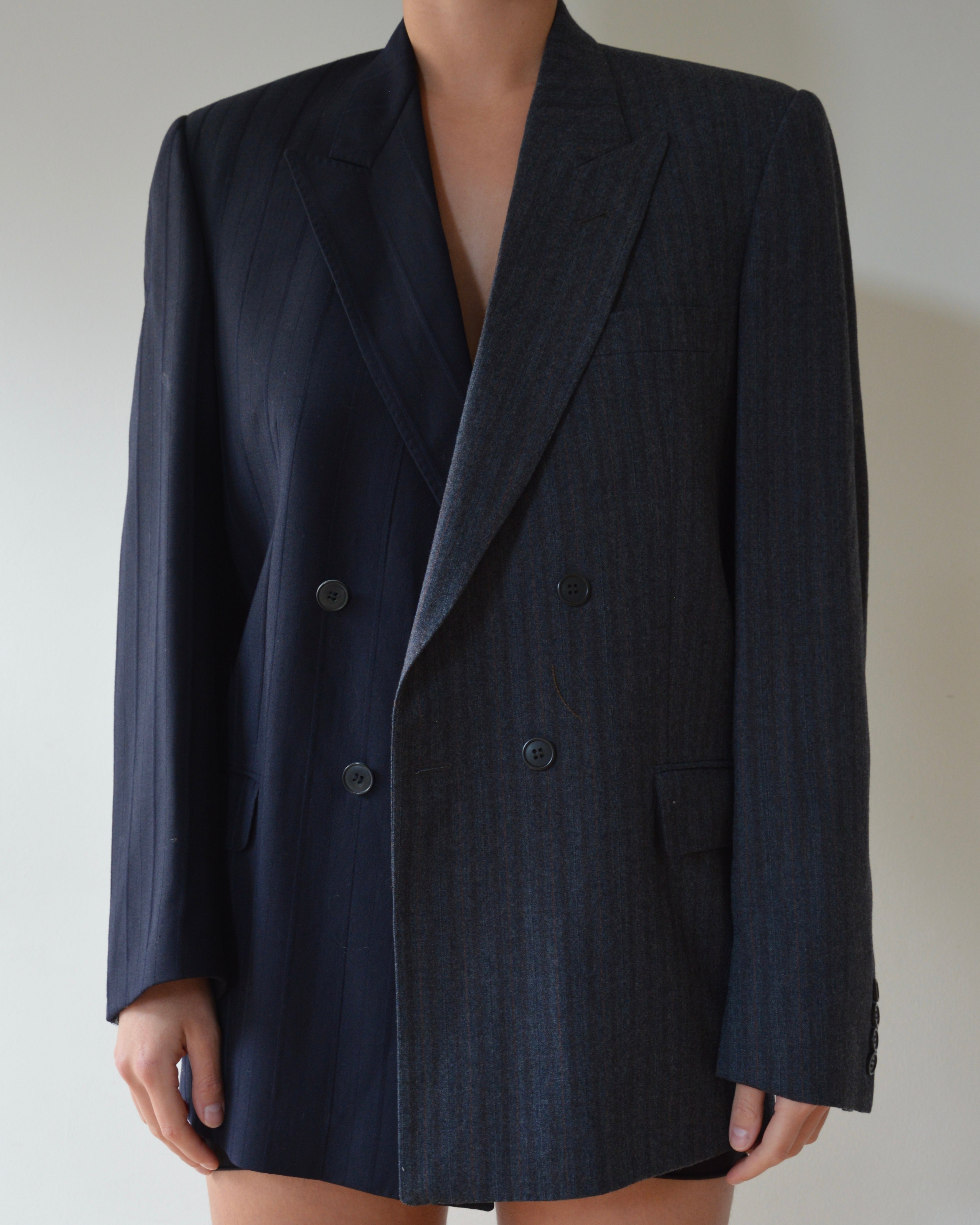 Blazer DUO - cruzado gris sobre azul marino (talla S/L)