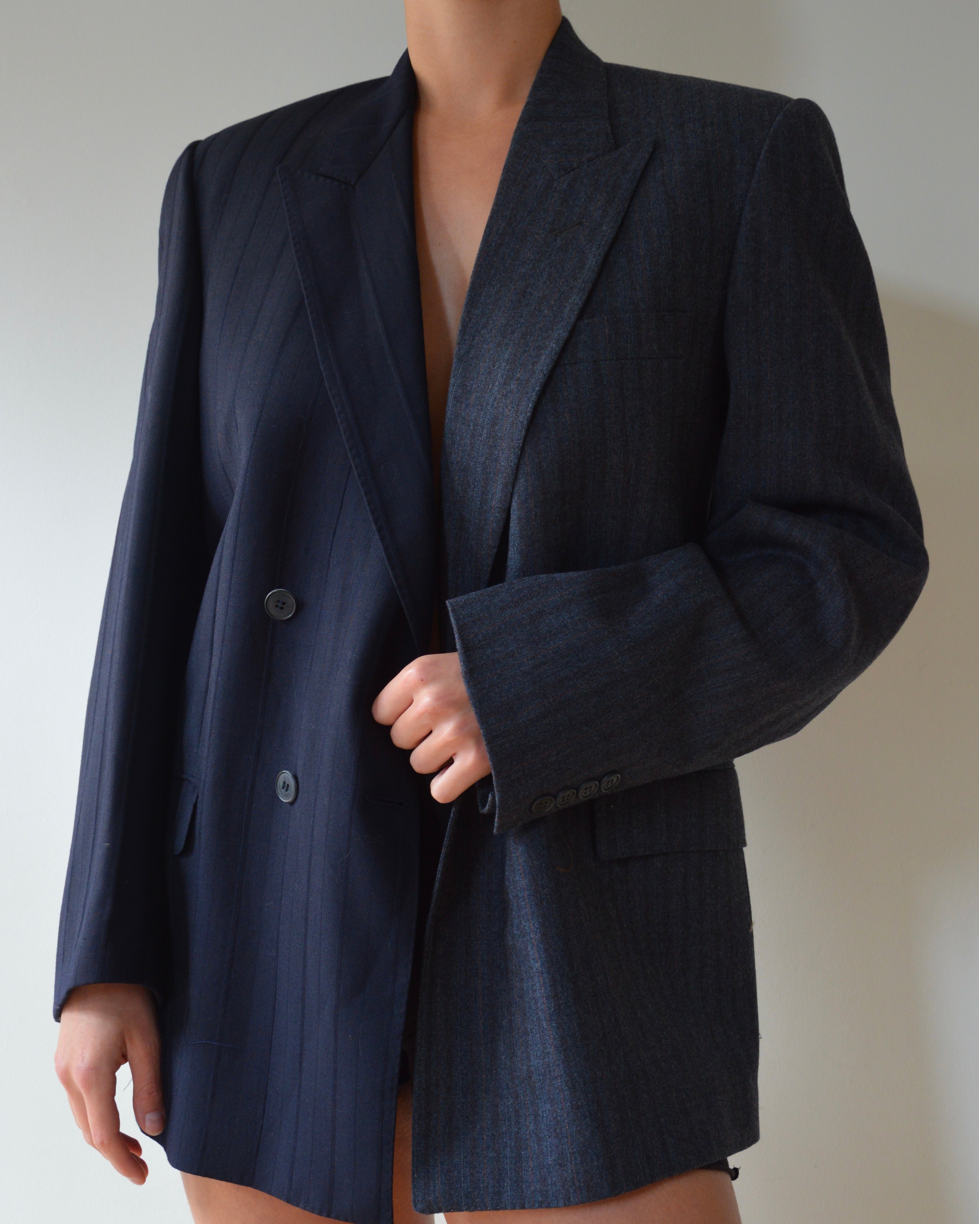 Blazer DUO - cruzado gris sobre azul marino (talla S/L)